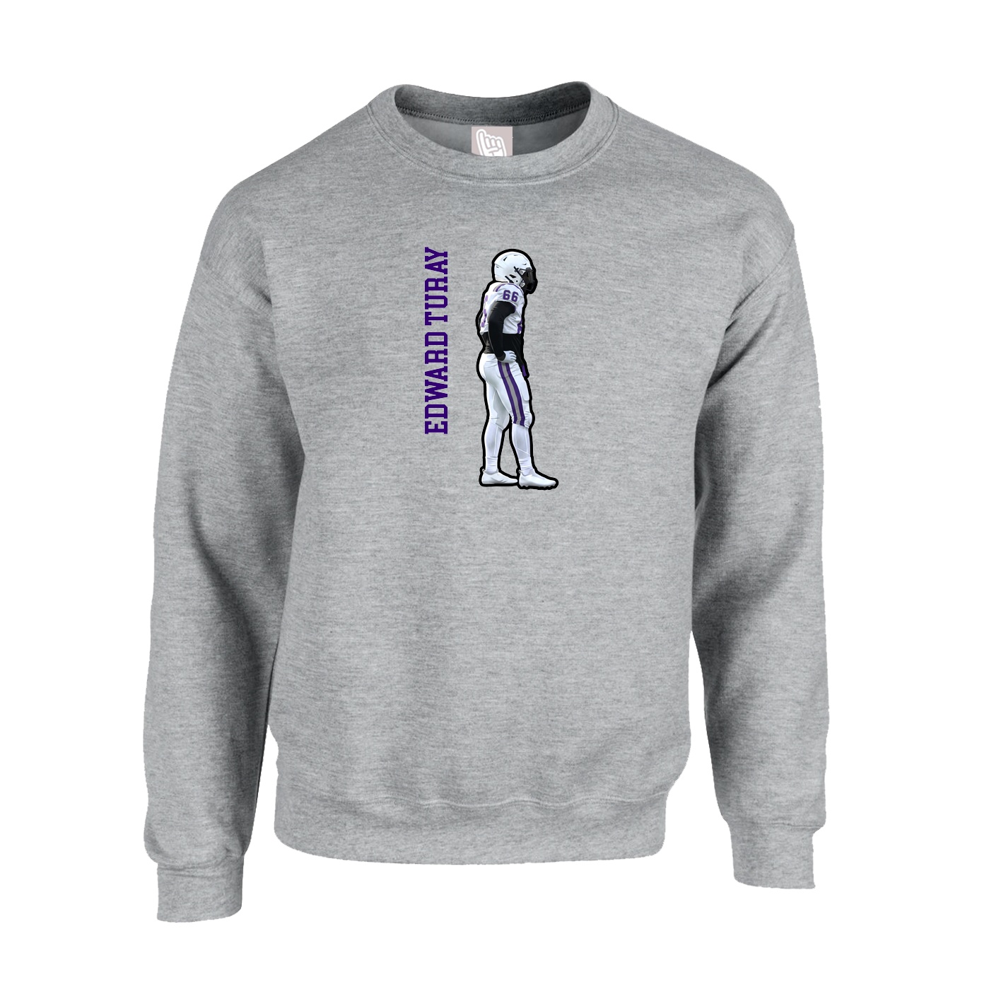 Fleece Crew — Name Vertical in Grey