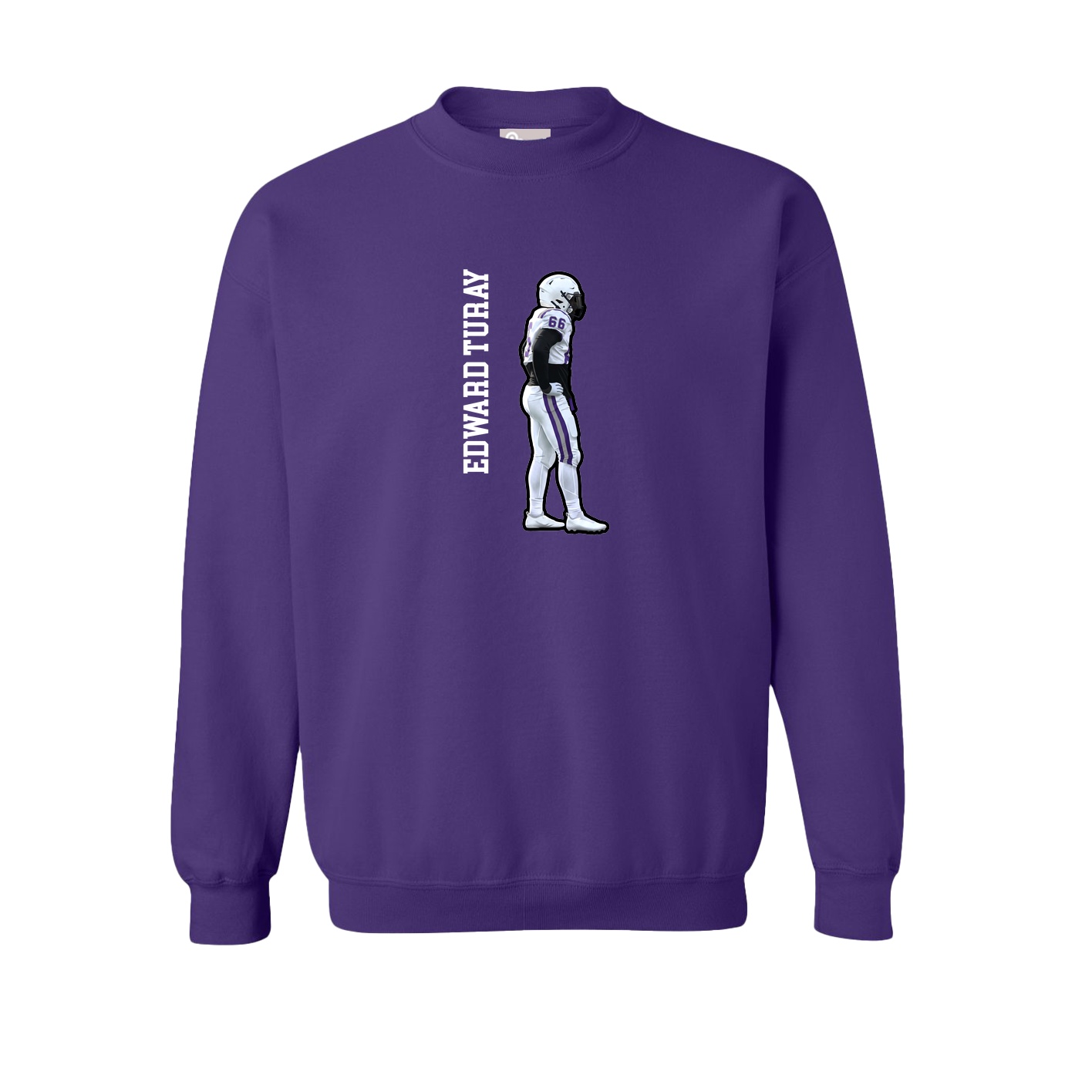 Fleece Crew — Name Vertical in Purple