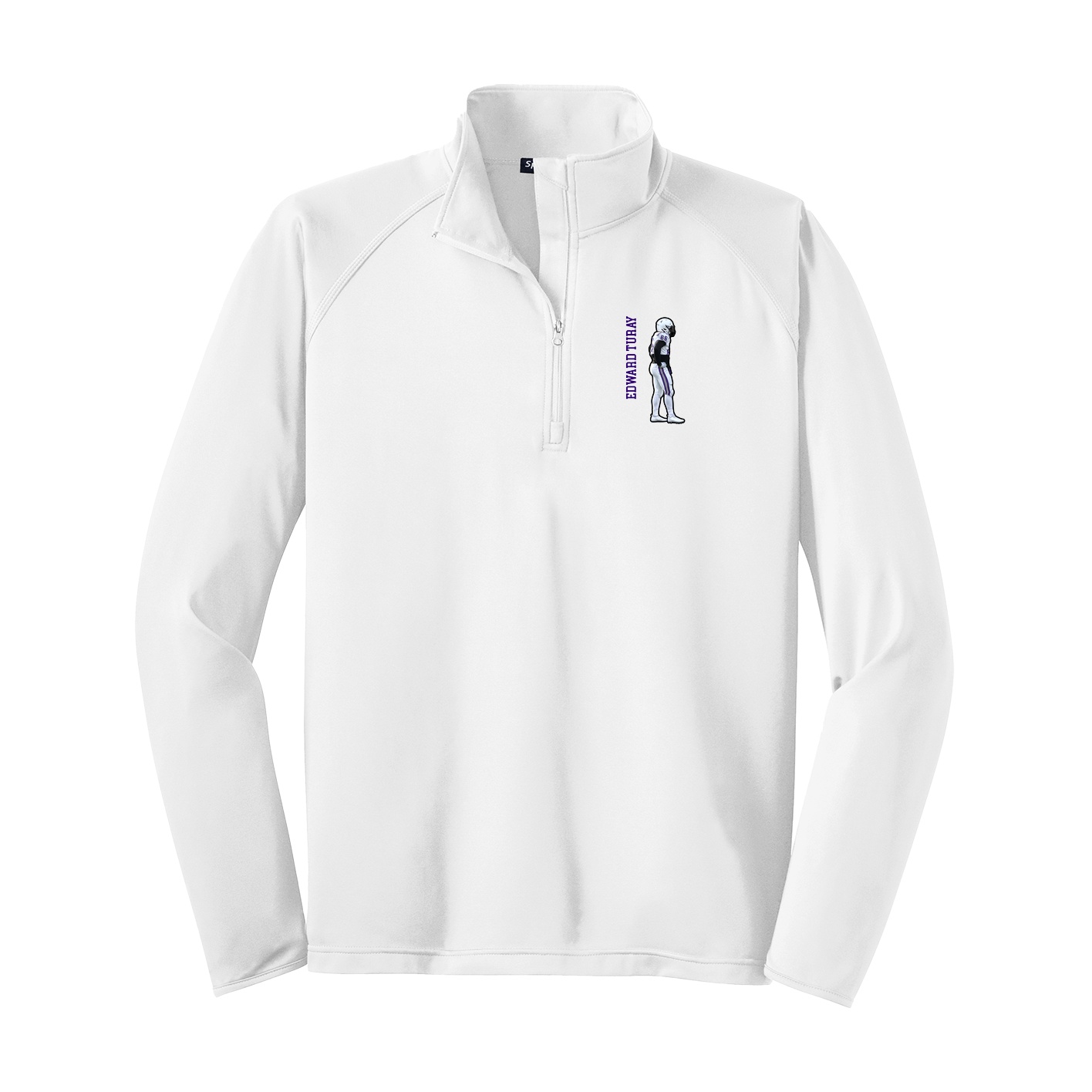 Q-Zip Pullover — Name Vertical in White