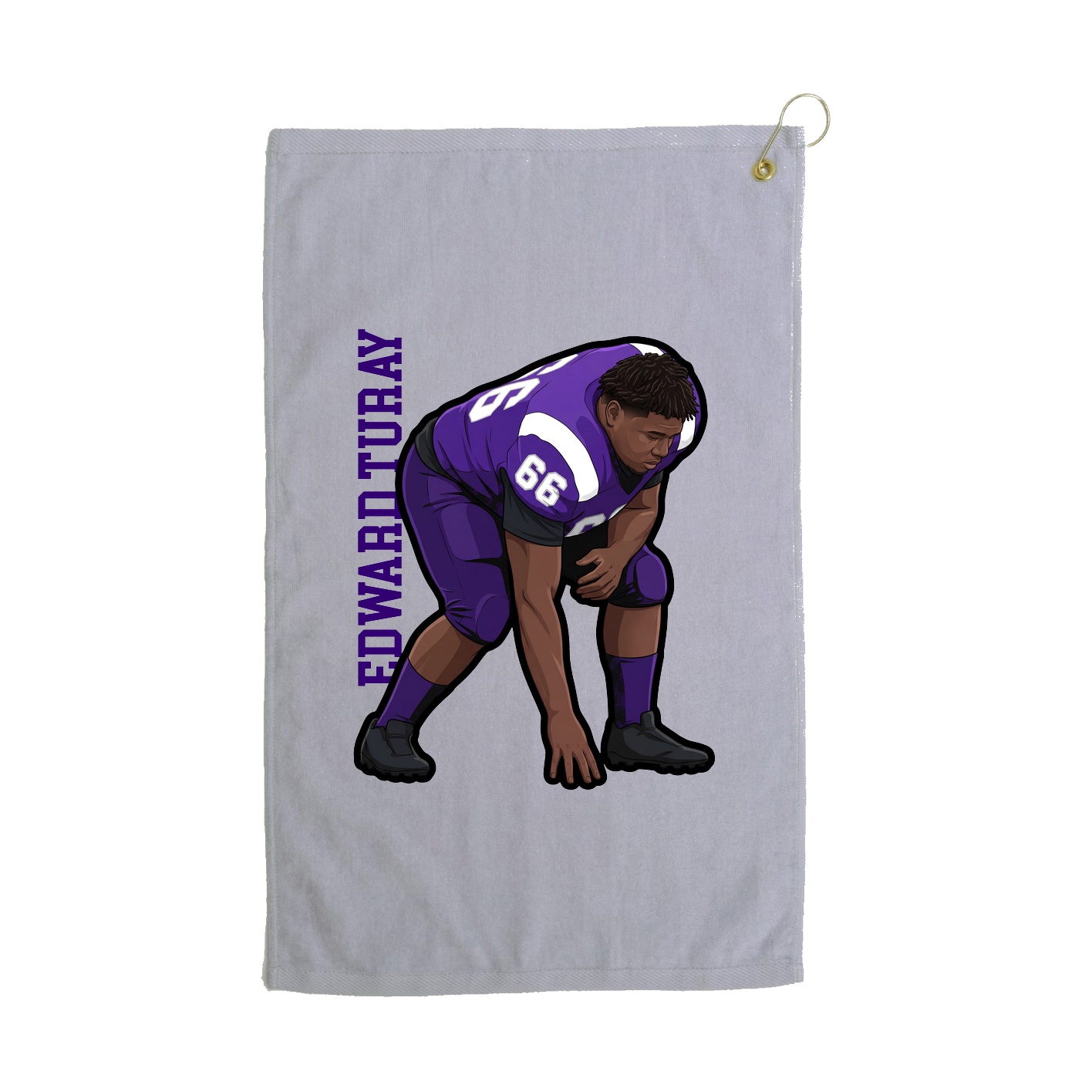 Golf Towel — Name Vertical in Grey
