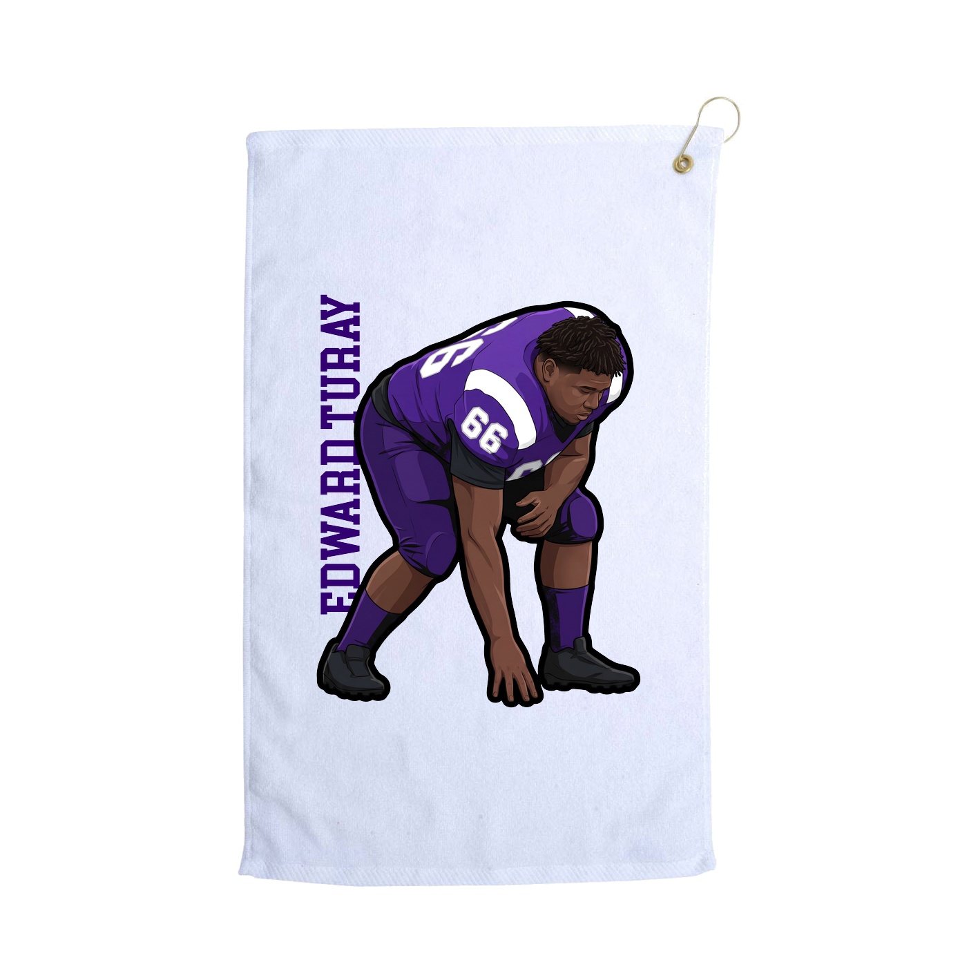 Golf Towel — Name Vertical in White
