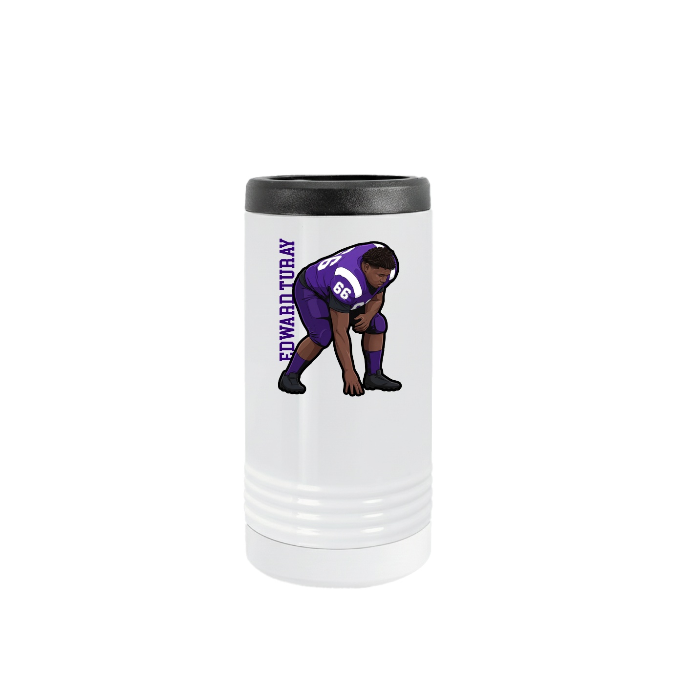 Slim Beverage Holder — Name Vertical in White