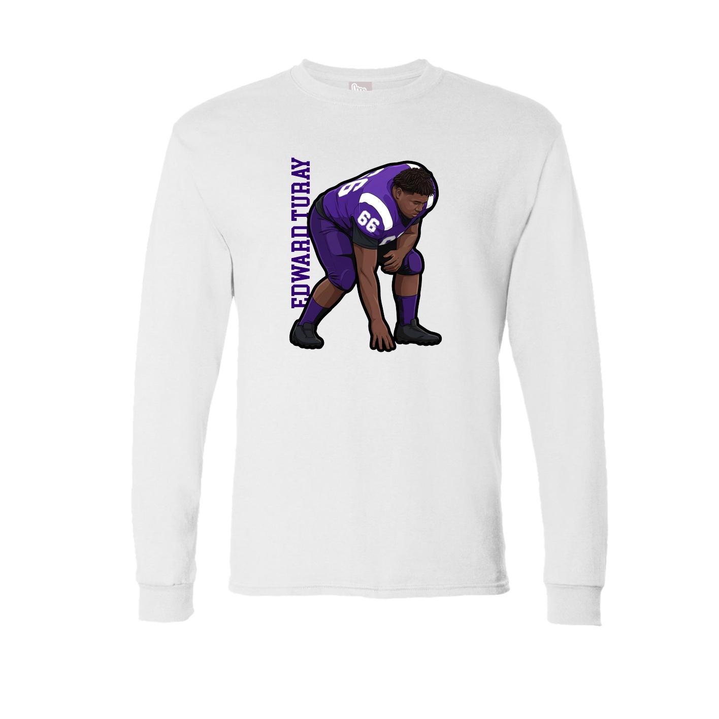 Long Sleeve Tee — Name Vertical in White
