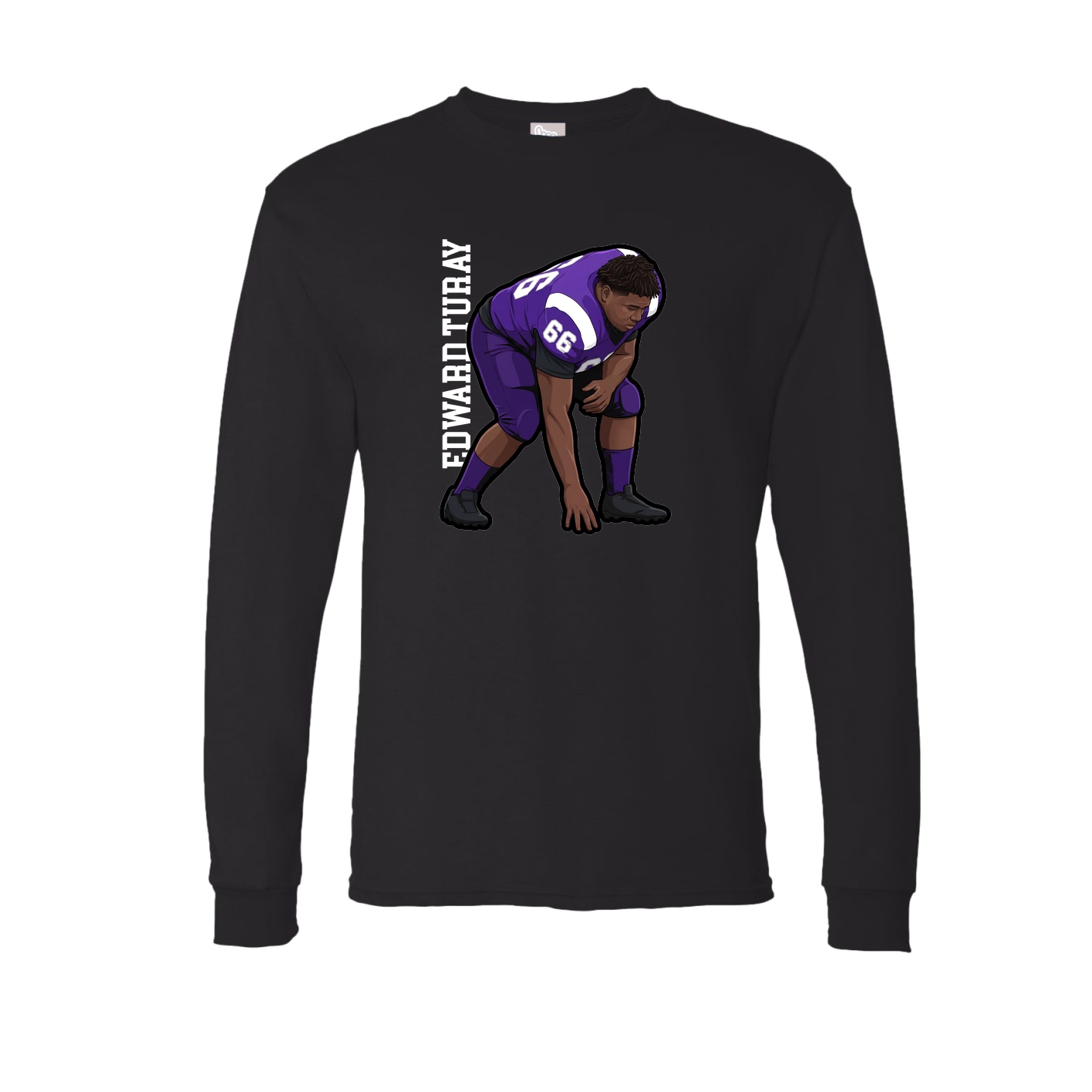 Long Sleeve Tee — Name Vertical in Black