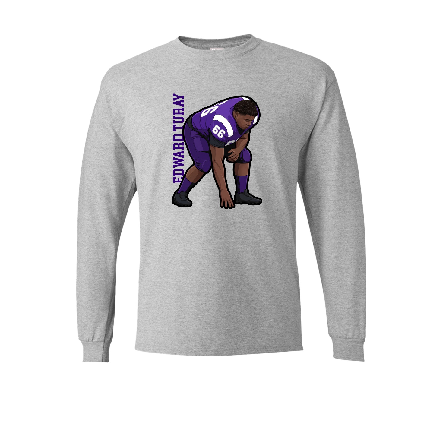 Long Sleeve Tee — Name Vertical in Grey