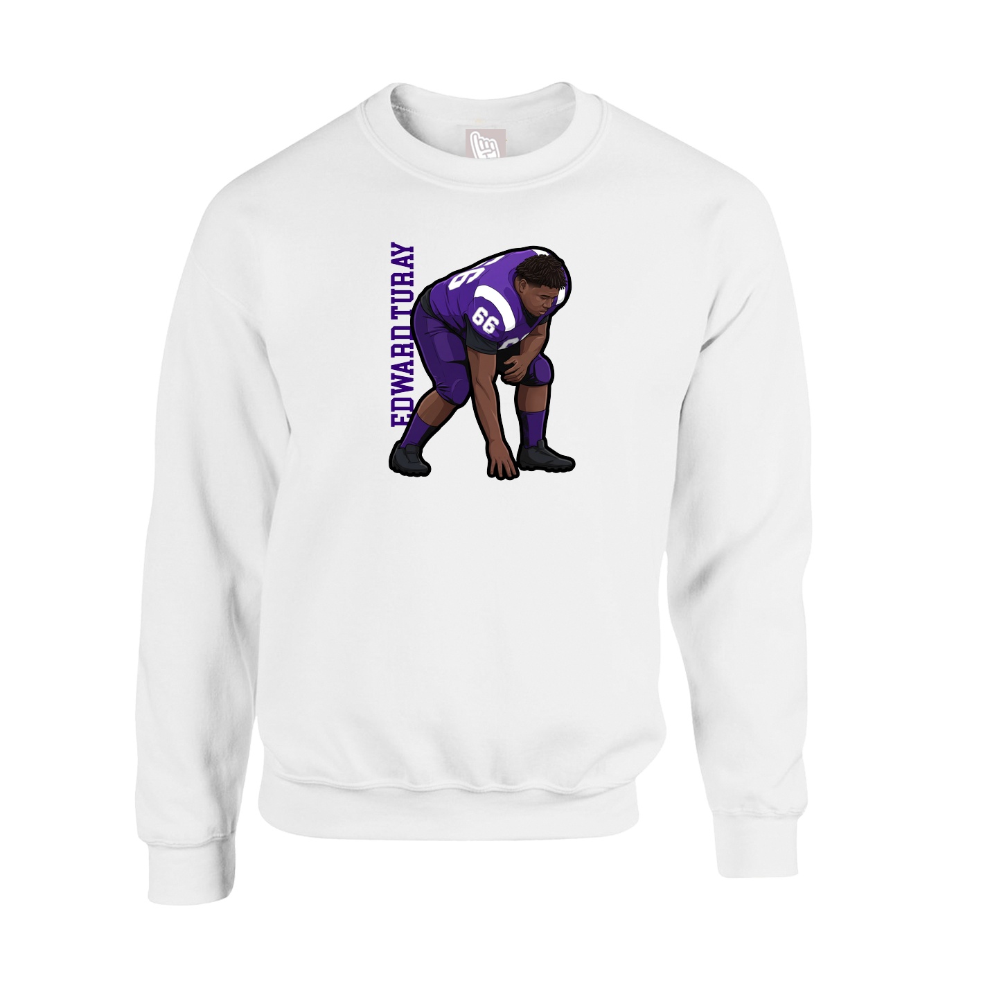 Fleece Crew — Name Vertical in White