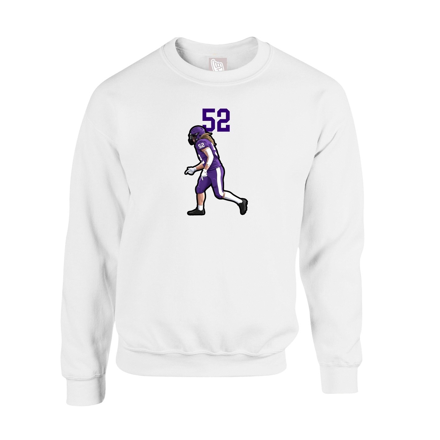 Fleece Crew — Number Top in White