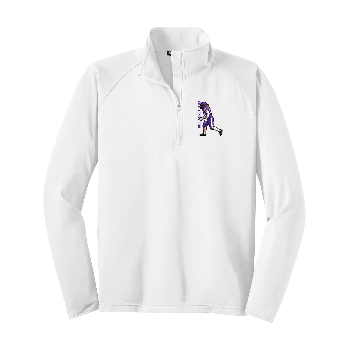 Q-Zip Pullover — Name Vertical in White