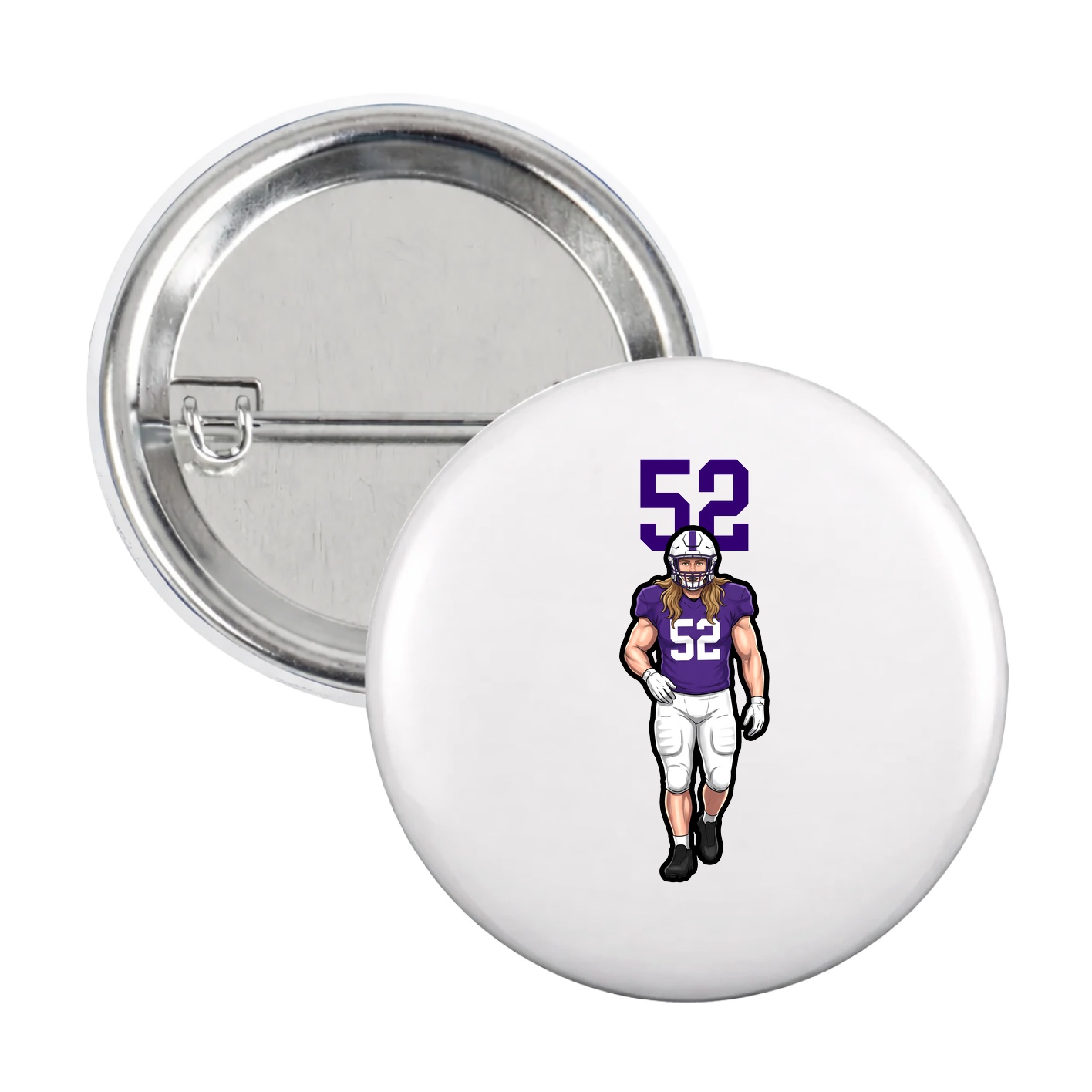 Game Day Button — Number Top in White