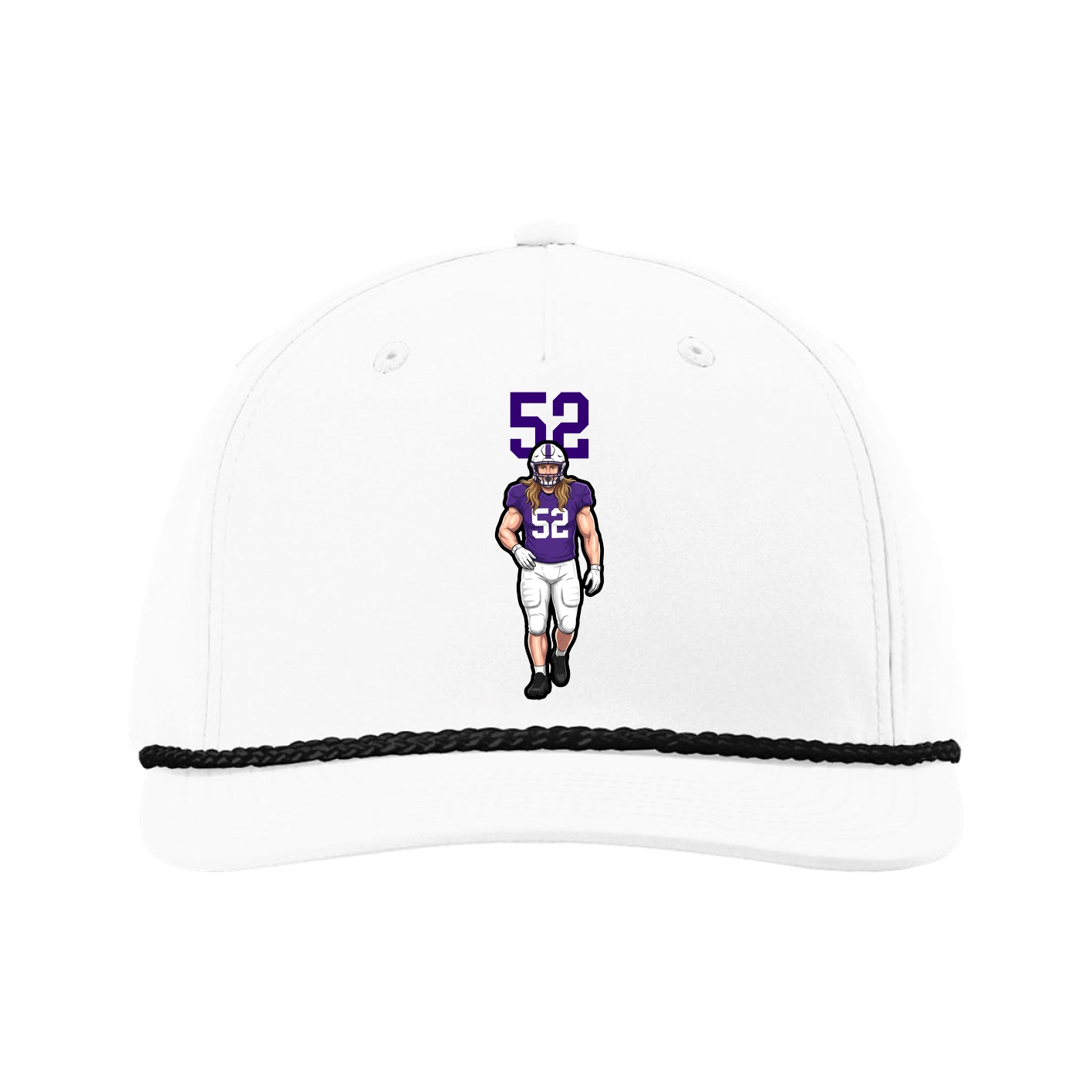 Five-Panel Classic Rope Cap — Number Top in White