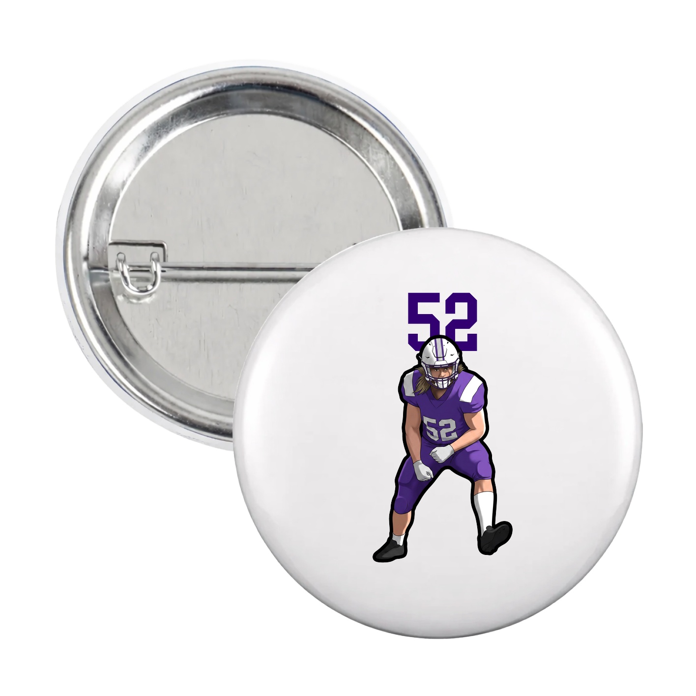 Game Day Button — Number Top in White