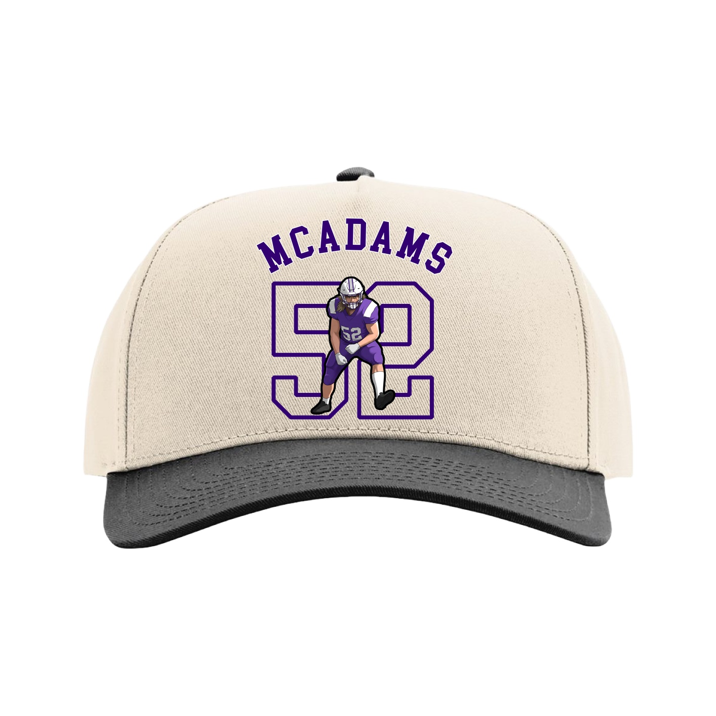 Full Fabric Five-Panel Champ Cap — Shirsey Arch in Cream/Black