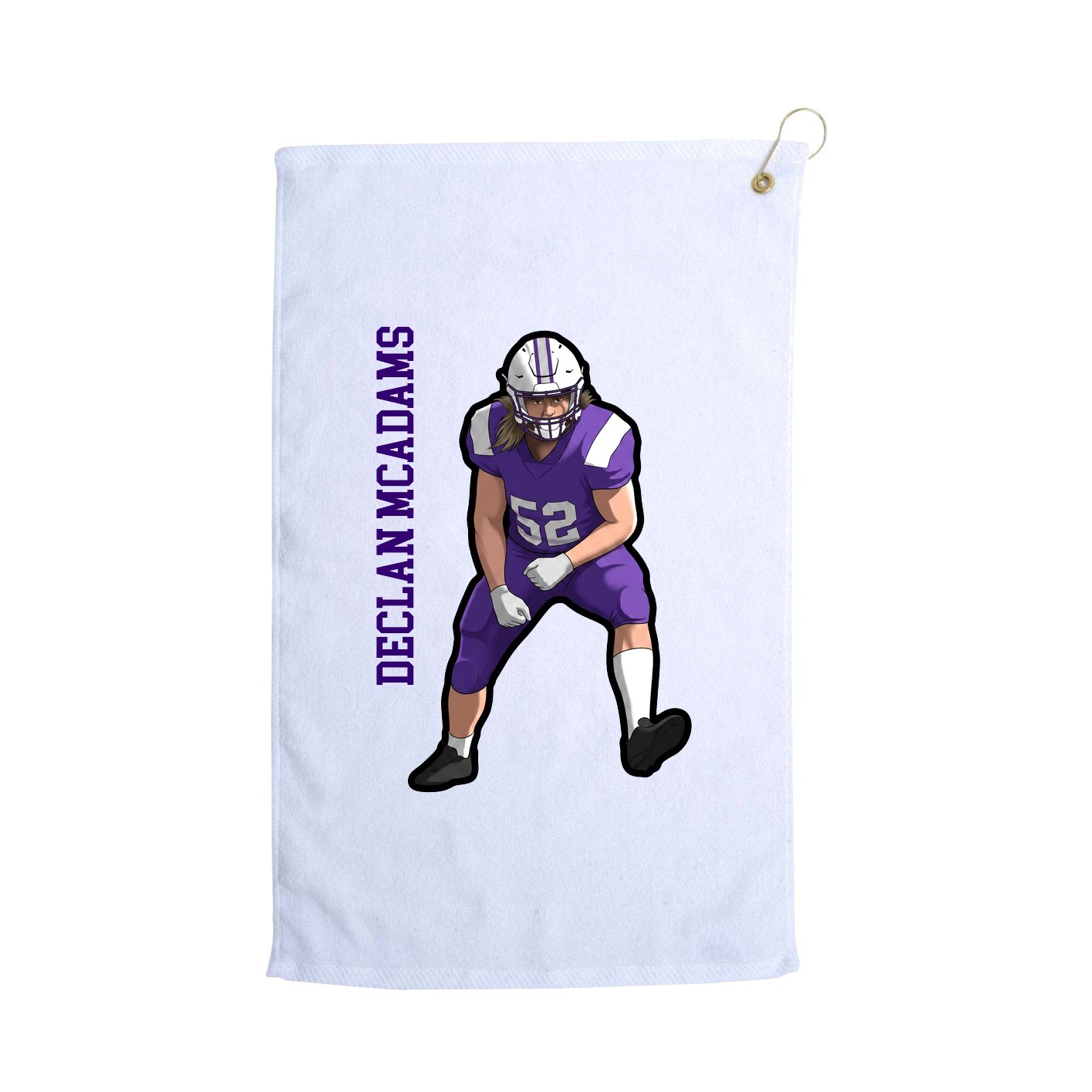 Golf Towel — Name Vertical in White