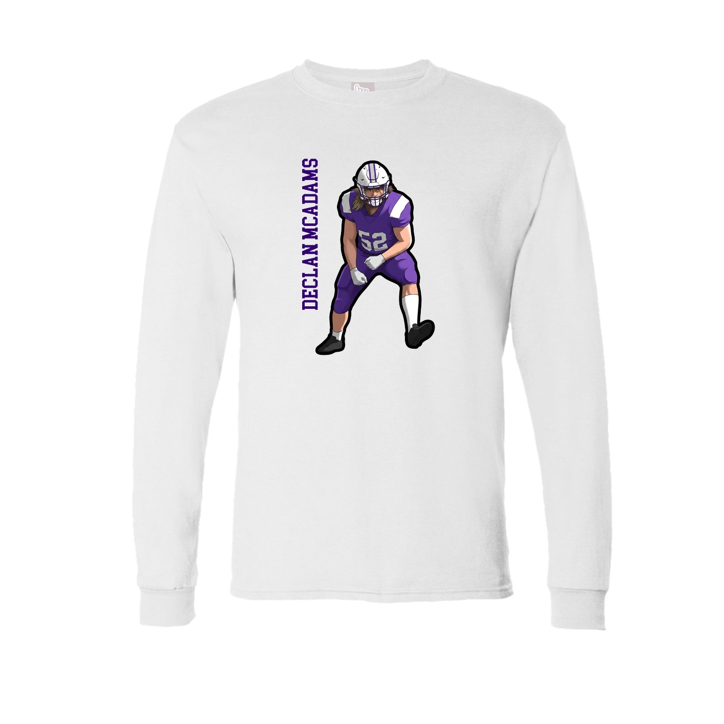 Long Sleeve Tee — Name Vertical in White