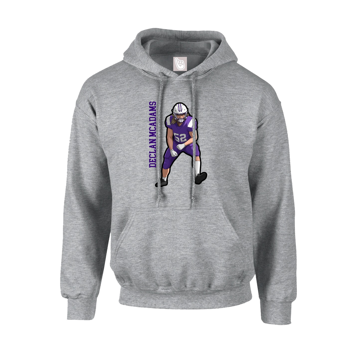 Youth Hoodie — Name Vertical in Grey