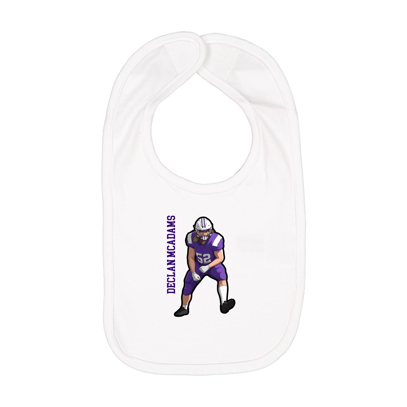 Infant Bib — Name Vertical in White