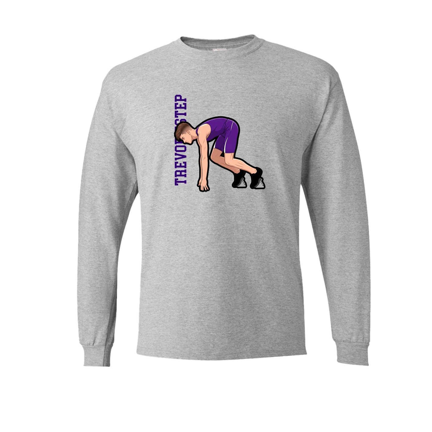 Long Sleeve Tee — Name Vertical in Grey