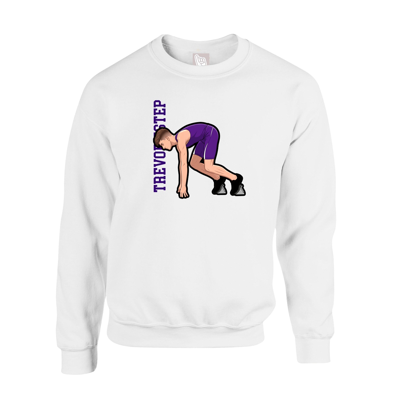 Fleece Crew — Name Vertical in White