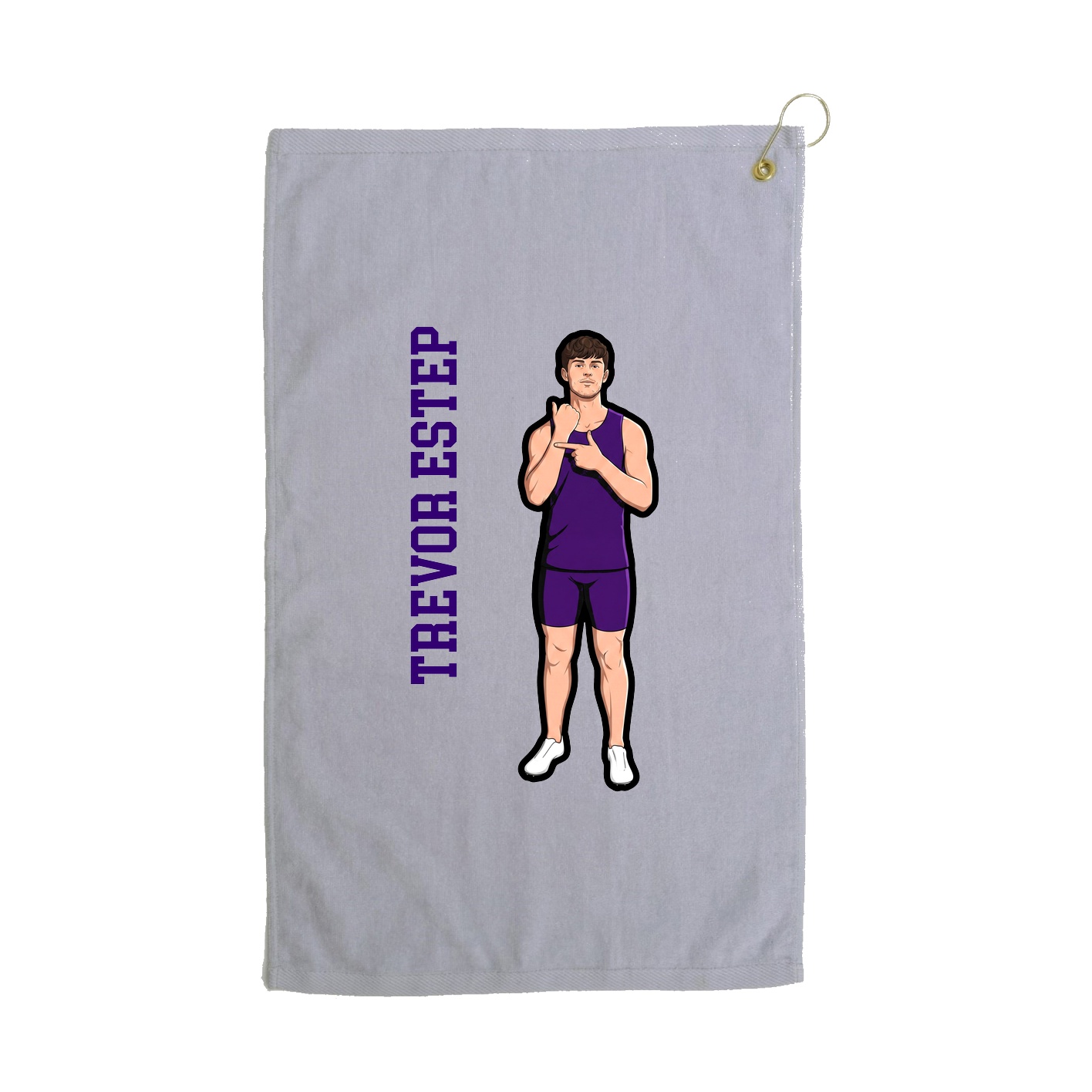 Golf Towel — Name Vertical in Grey