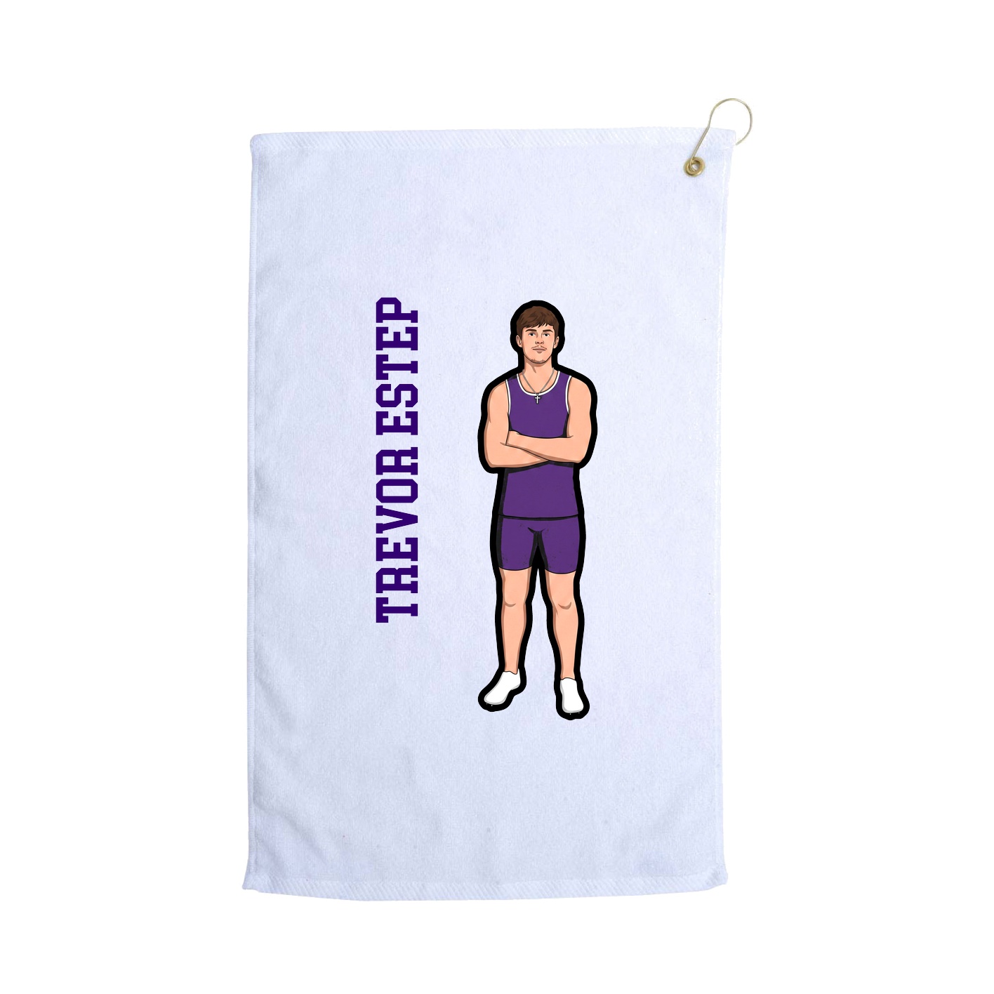 Golf Towel — Name Vertical in White