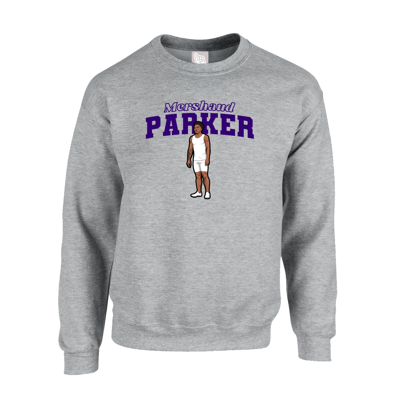 Fleece Crew — Name Arch in Grey