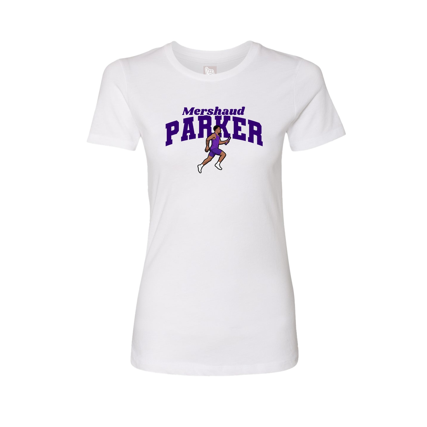 Fitted Women's Tee — Signature Arch in White