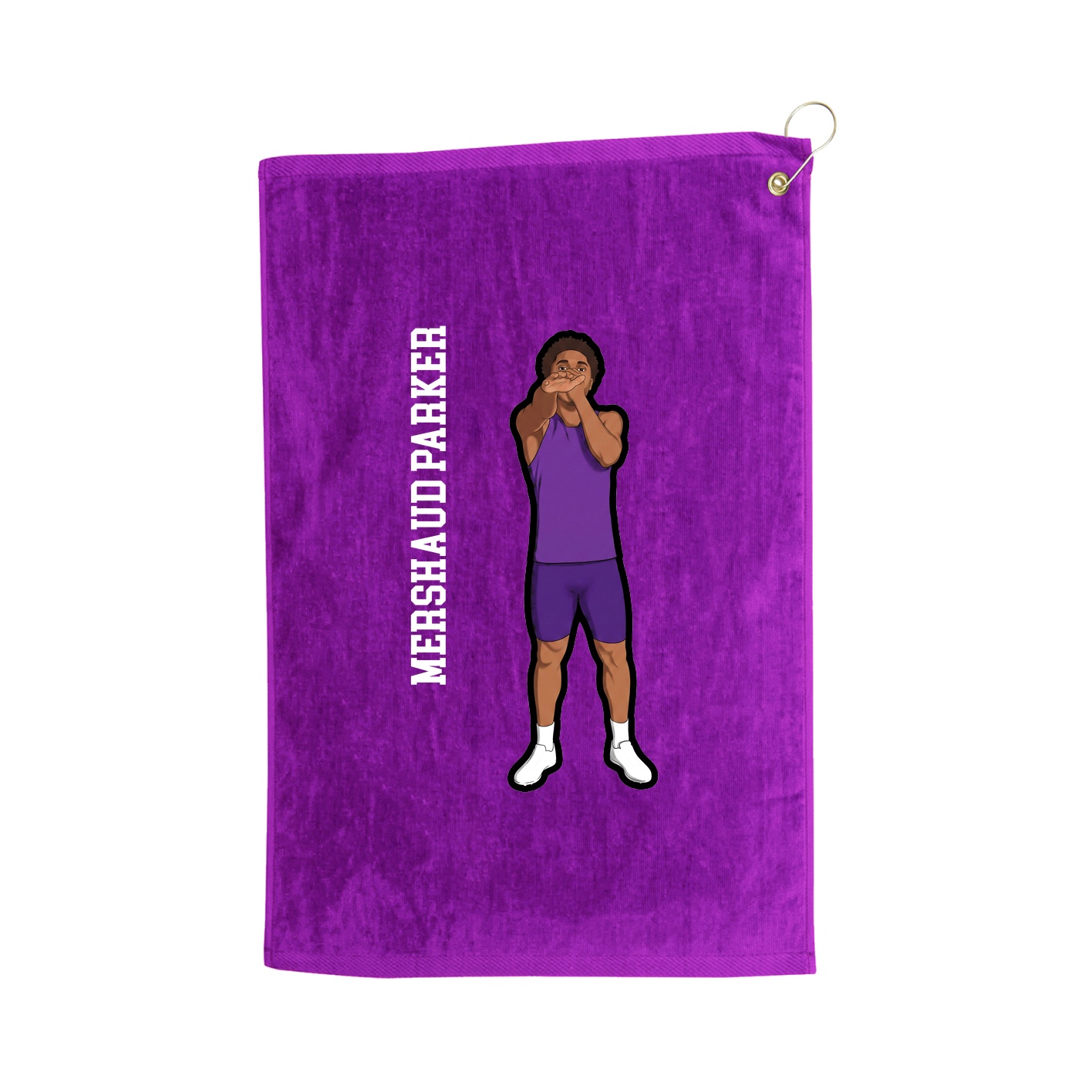 Golf Towel — Name Vertical in Purple