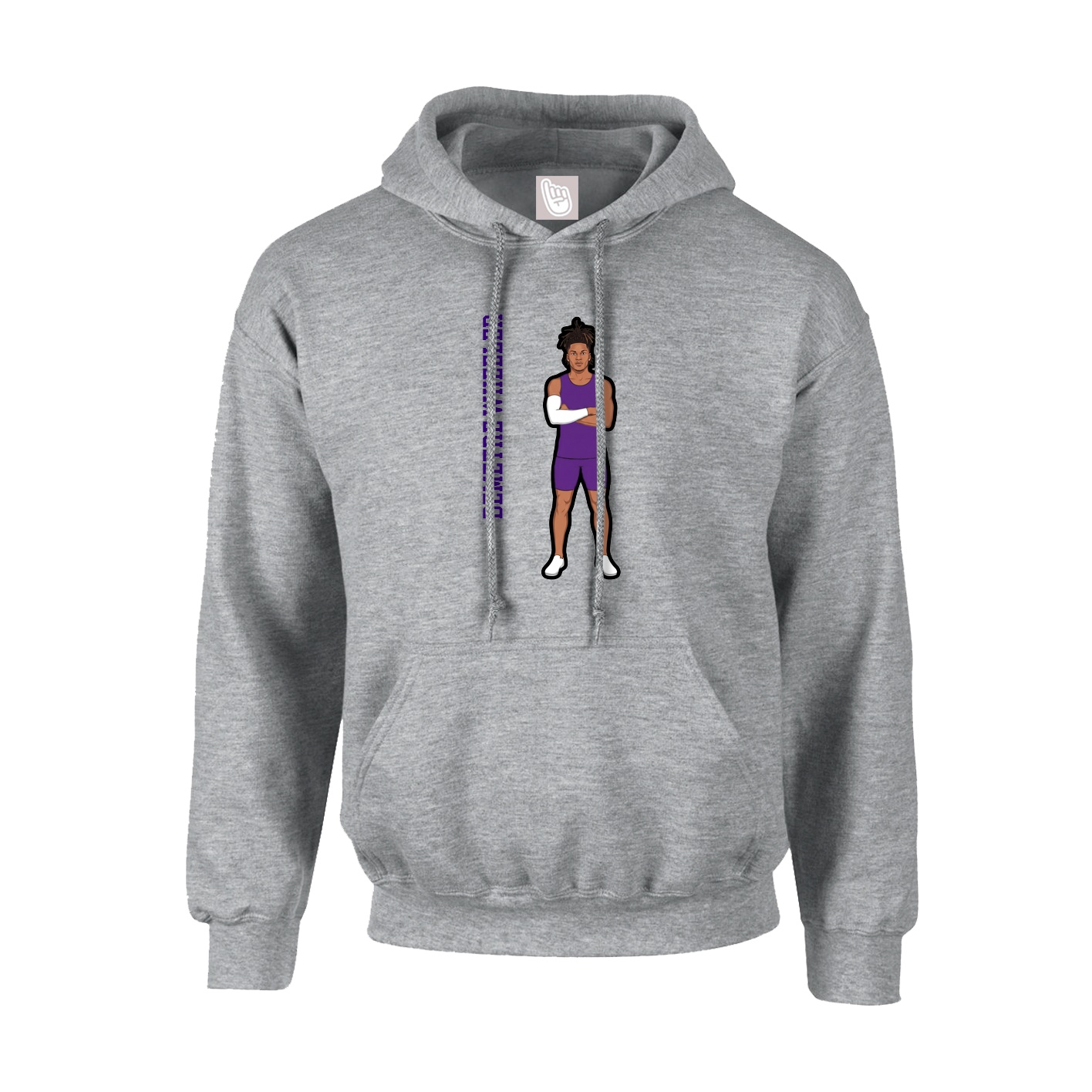Youth Hoodie — Name Vertical in Grey