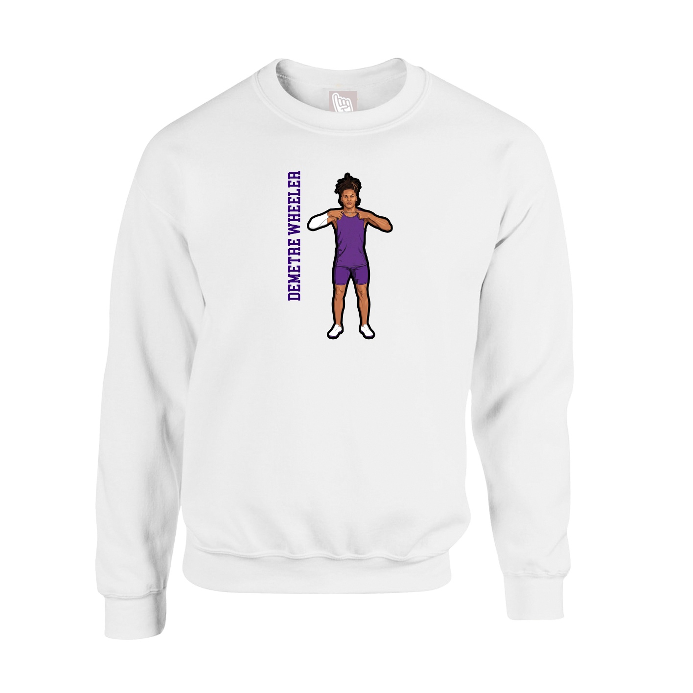 Fleece Crew — Name Vertical in White