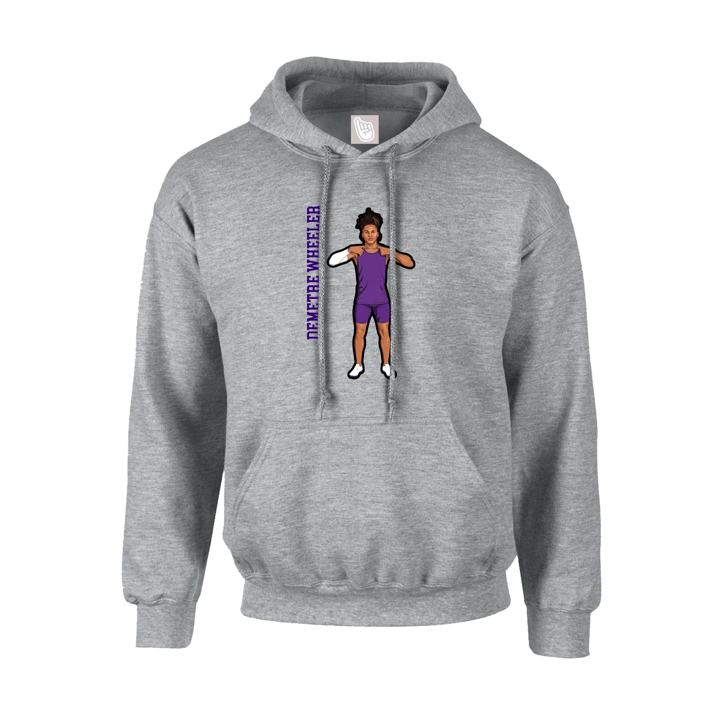 Youth Hoodie — Name Vertical in Grey
