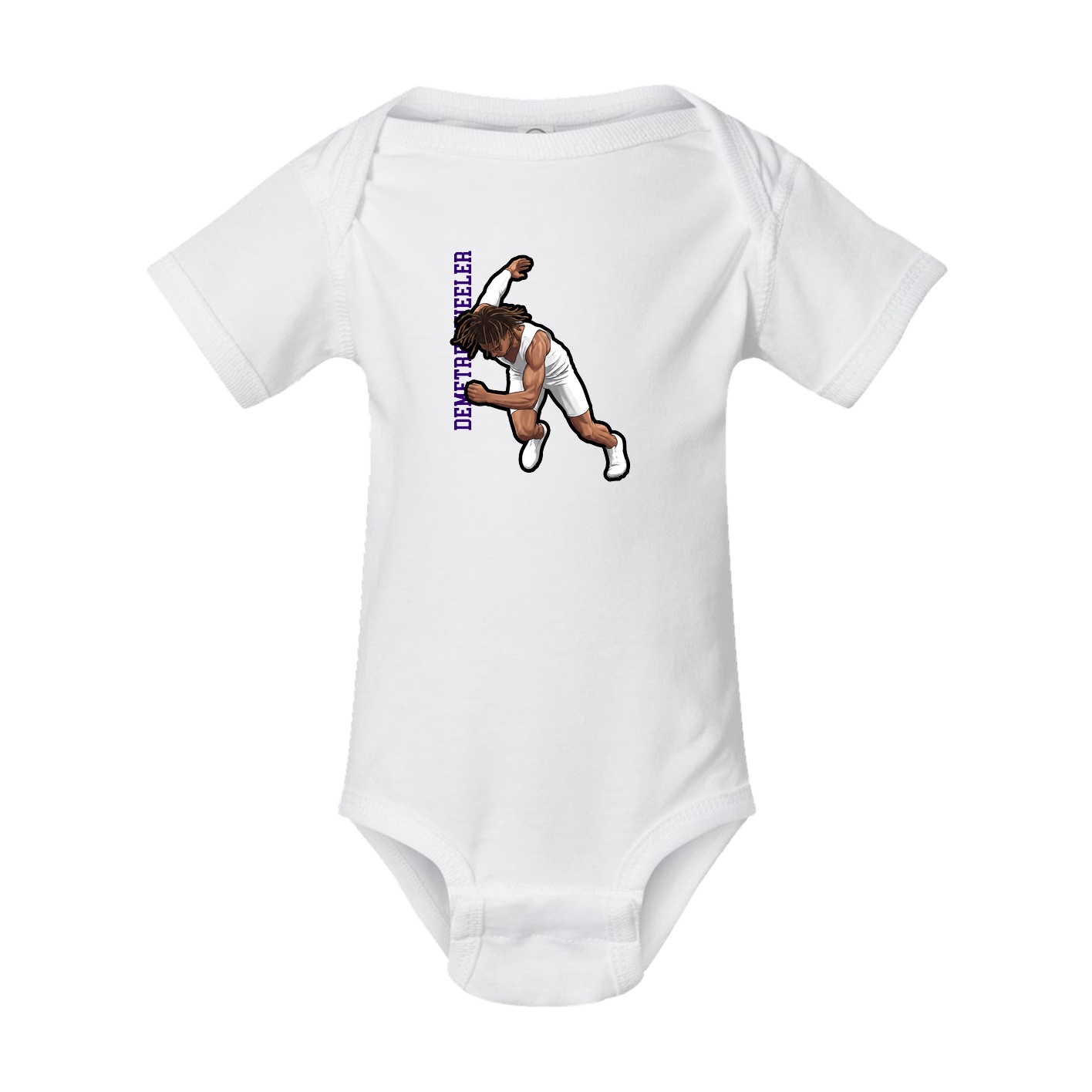 Baby Onesie — Name Vertical in White