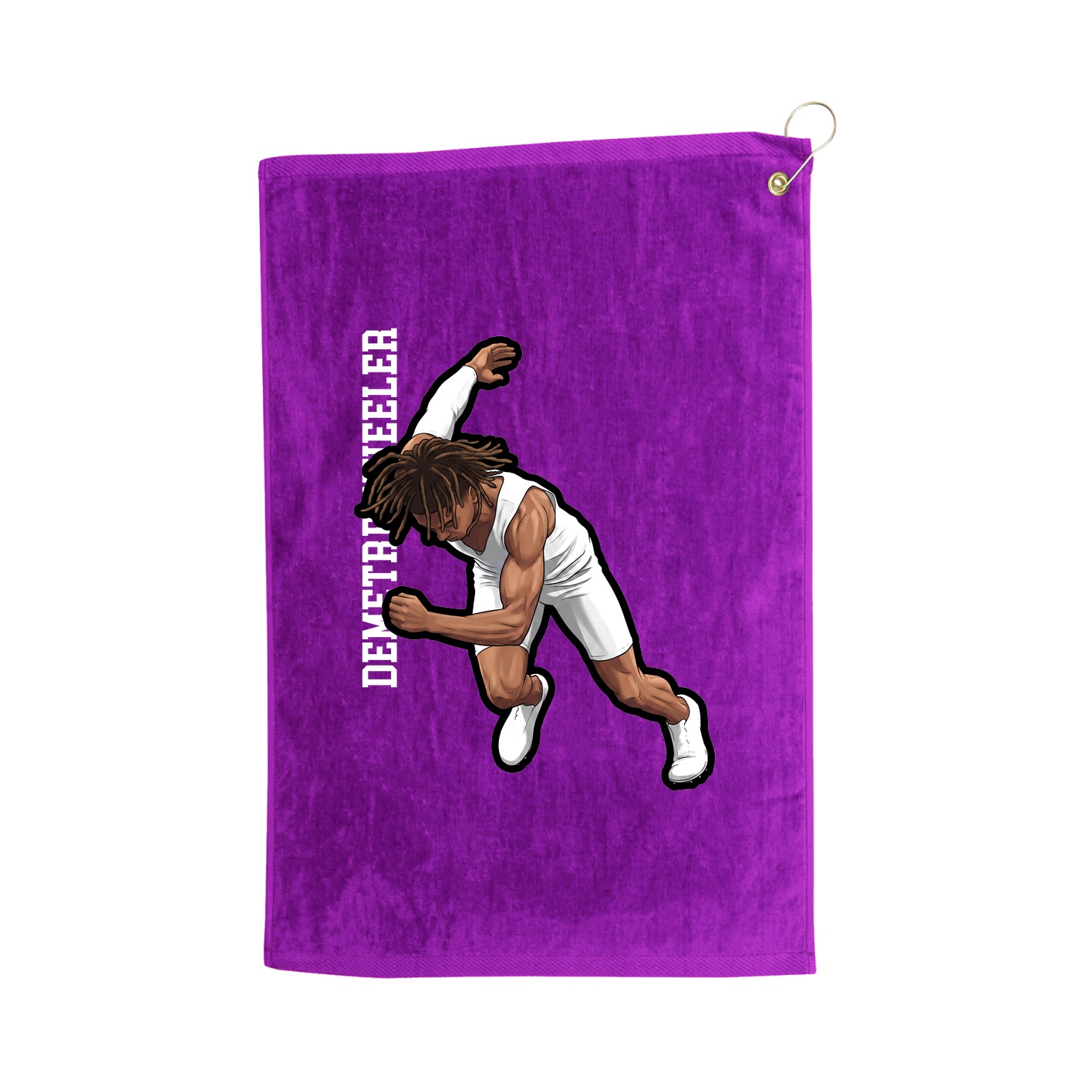Golf Towel — Name Vertical in Purple