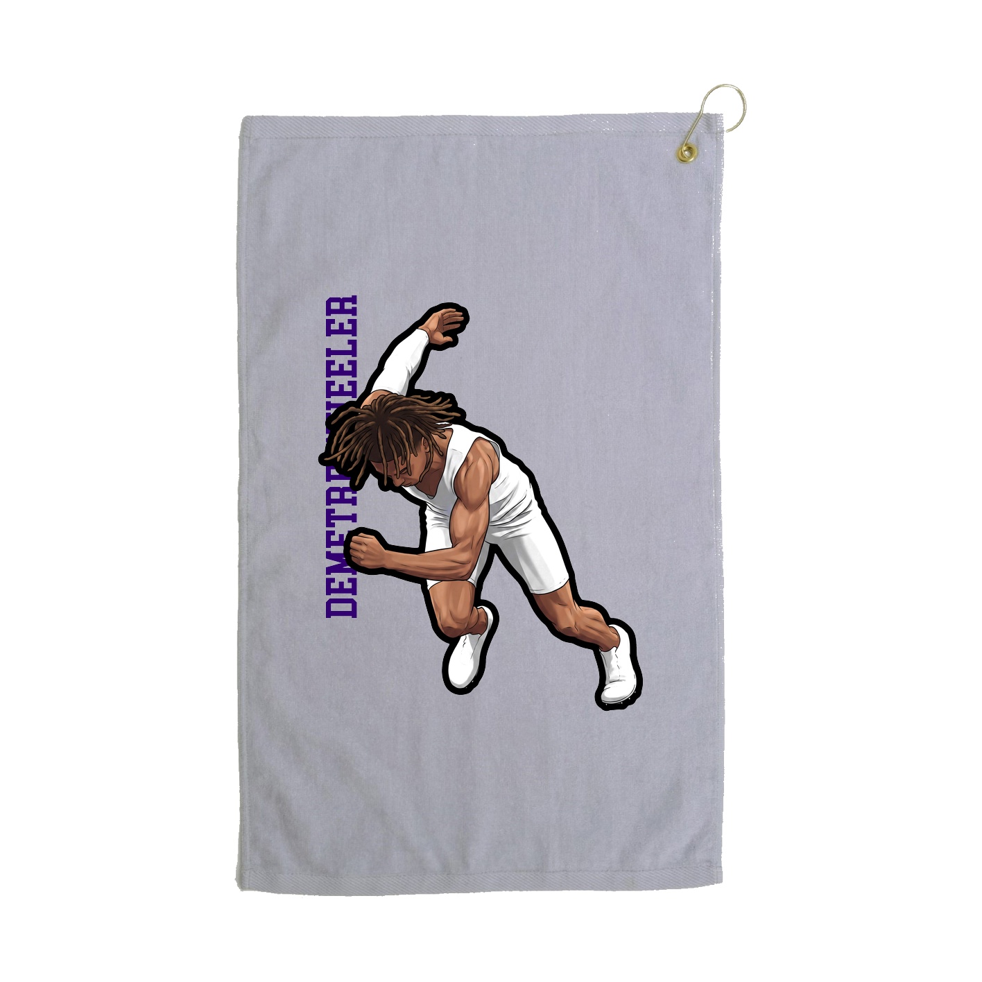 Golf Towel — Name Vertical in Grey