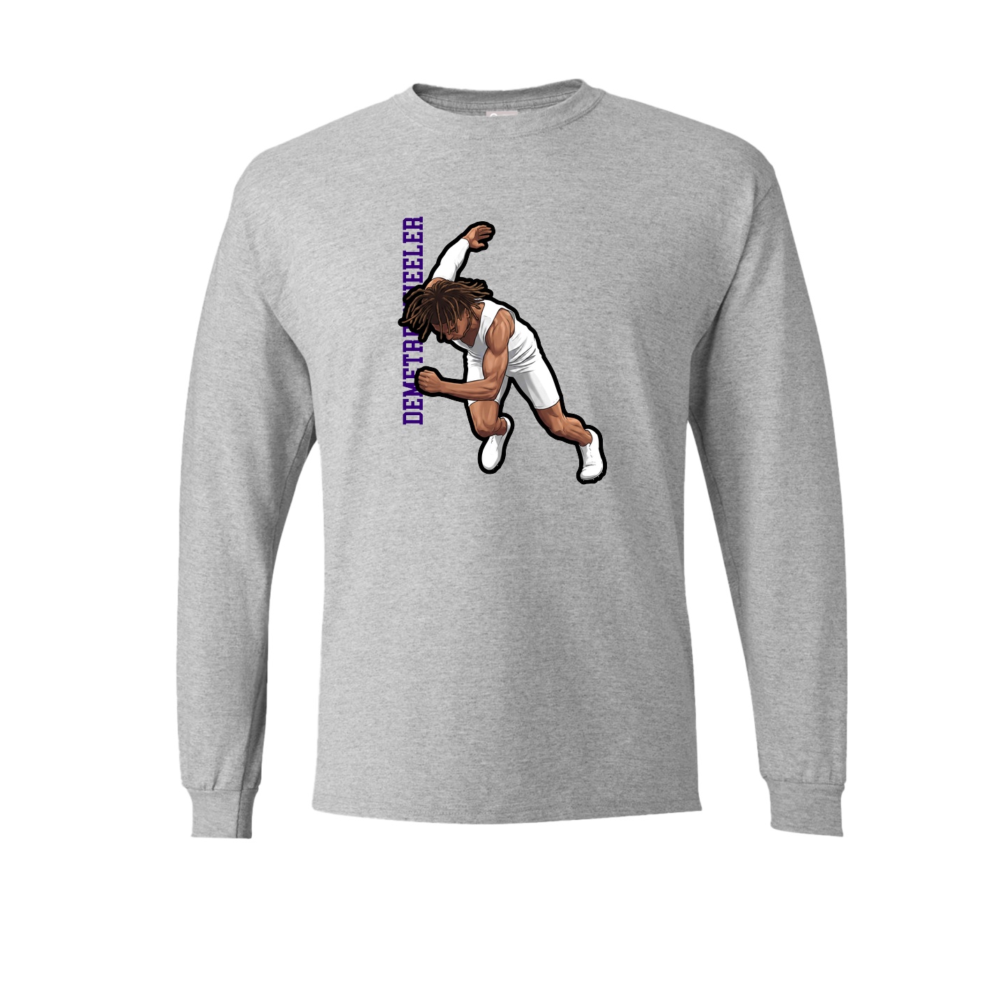Long Sleeve Tee — Name Vertical in Grey