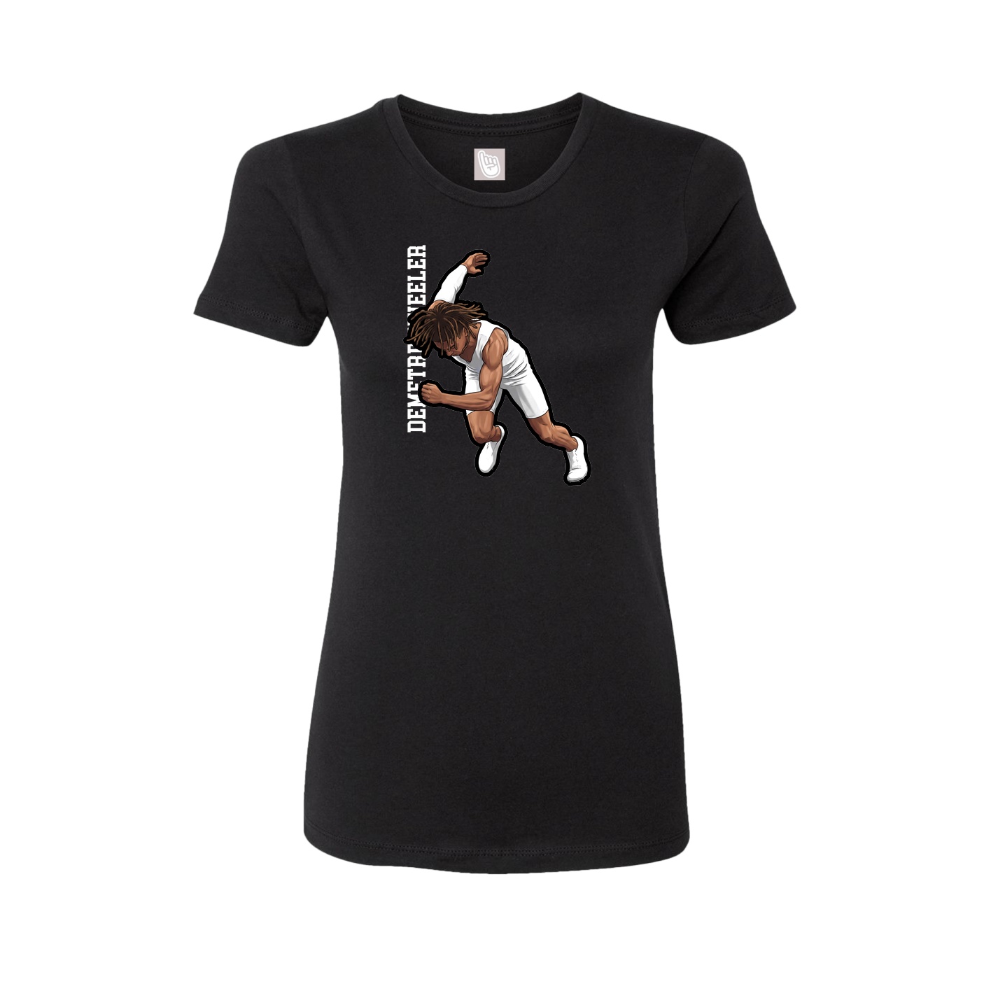 Fitted Women's Tee — Name Vertical in Black