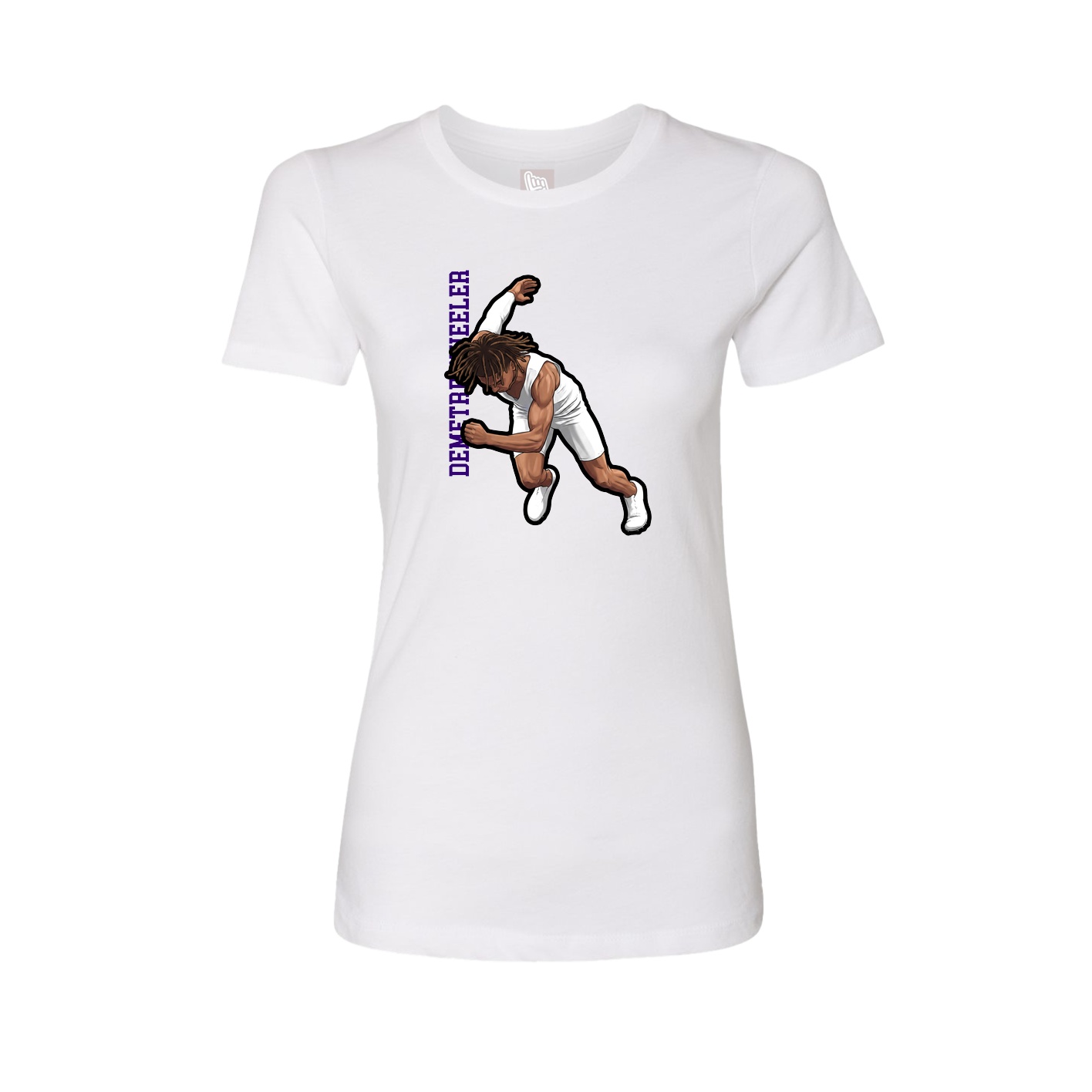 Womens Tee — Name Vertical in White