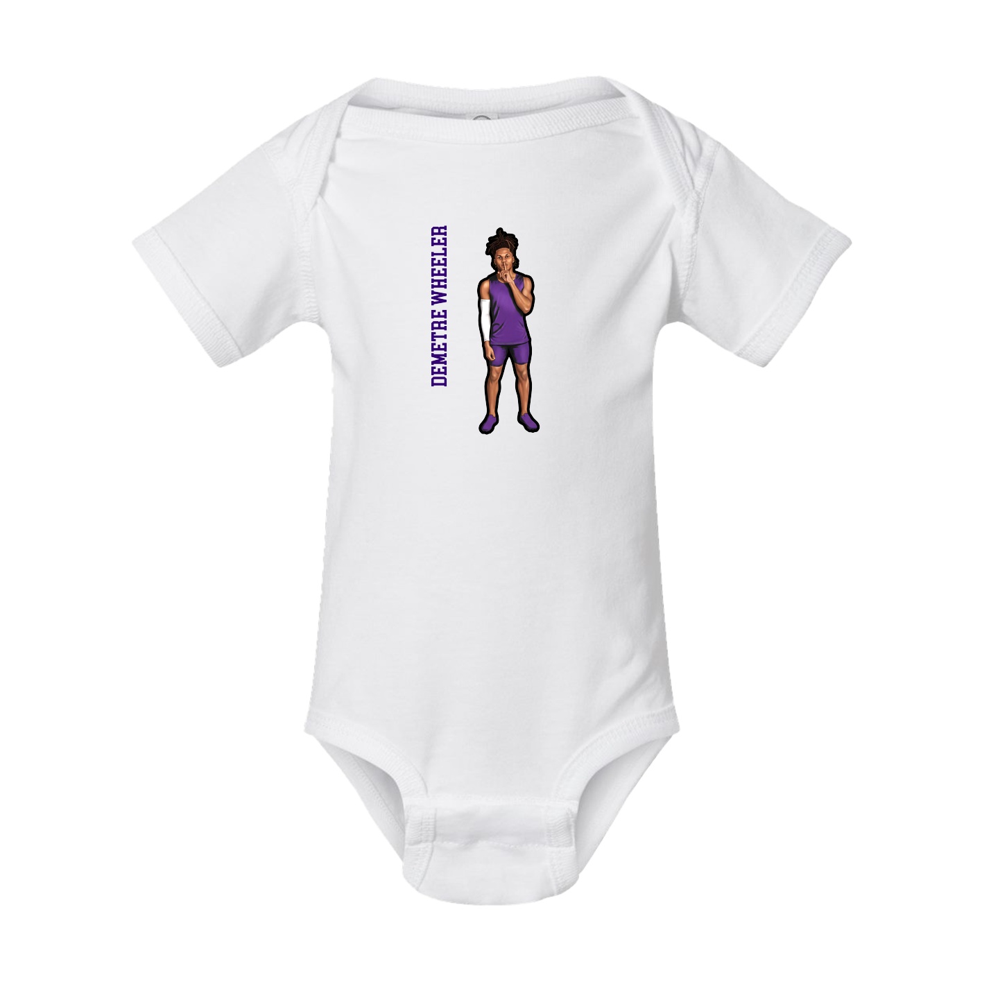 Baby Onesie — Name Vertical in White