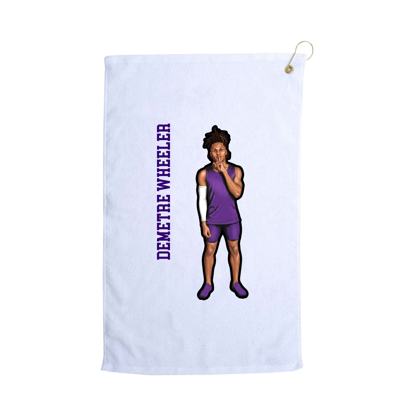Golf Towel — Name Vertical in White
