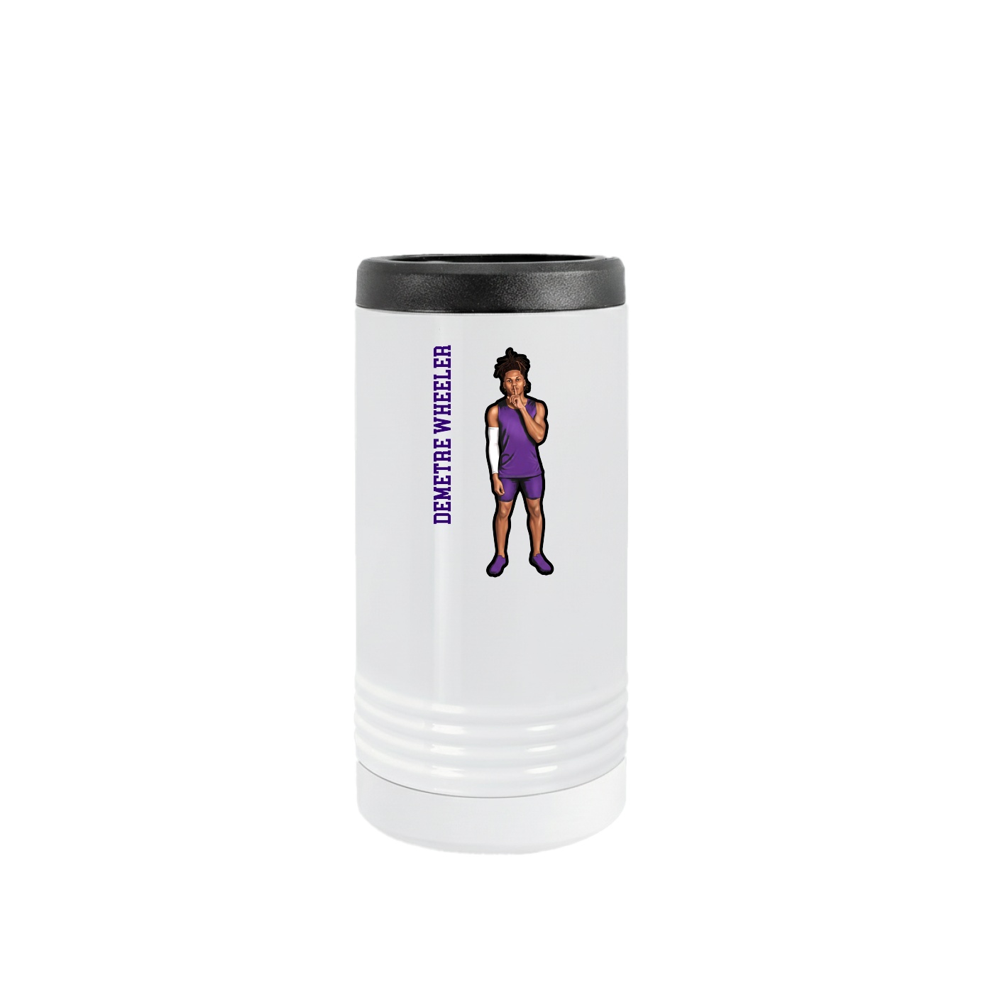 Slim Beverage Holder — Name Vertical in White