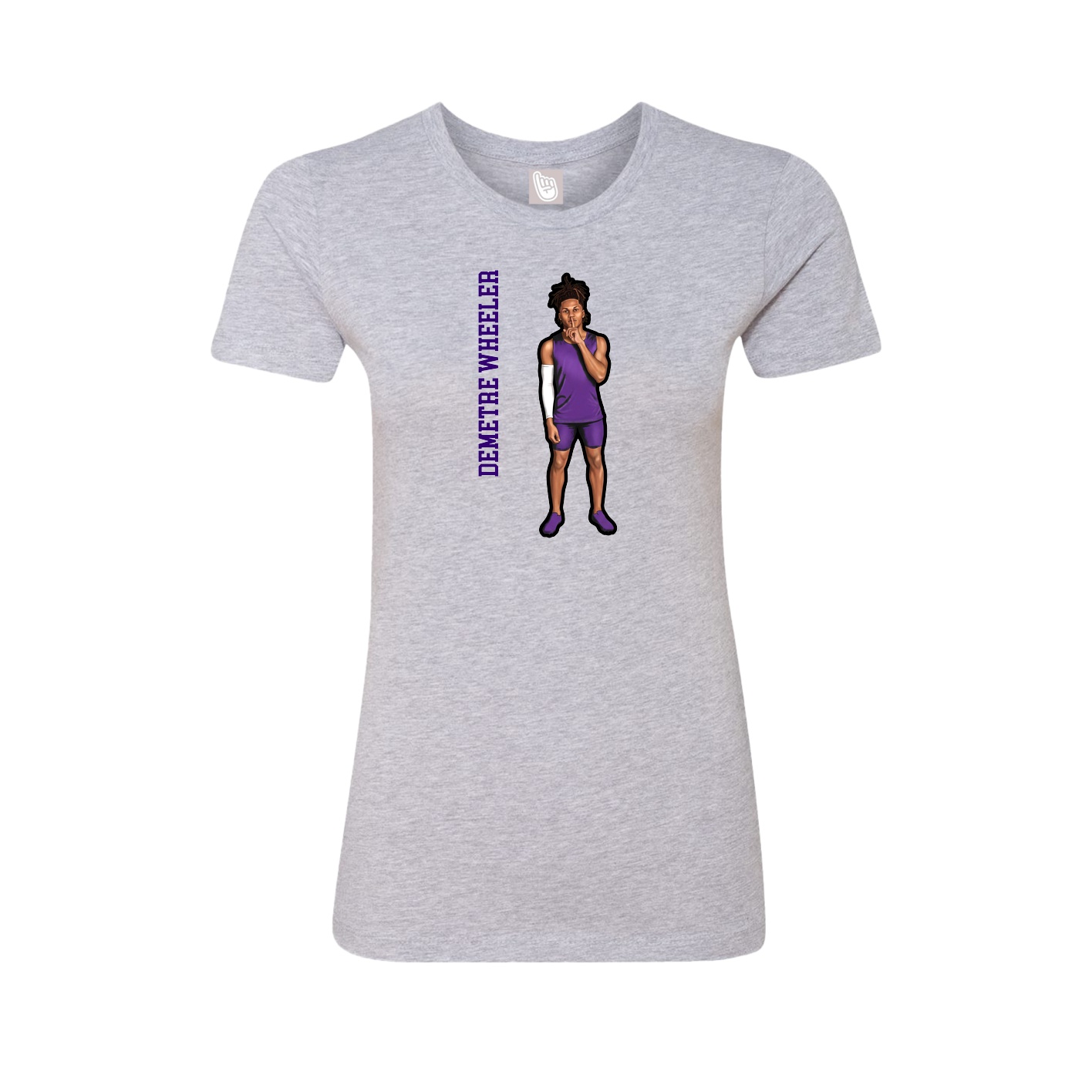 Womens Tee — Name Vertical in Grey