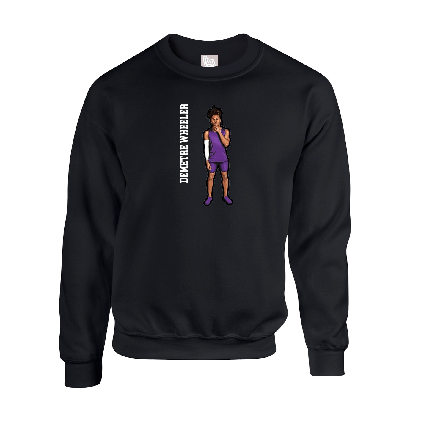 Fleece Crew — Name Vertical in Black