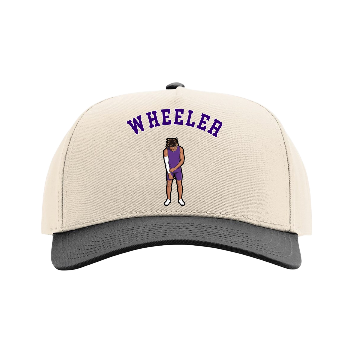 Full Fabric Five-Panel Champ Cap — Shirsey Arch in Cream/Black
