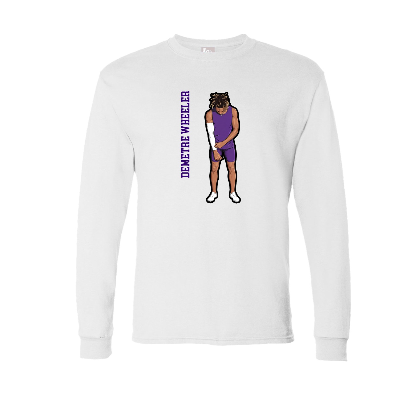 Long Sleeve Tee — Name Vertical in White