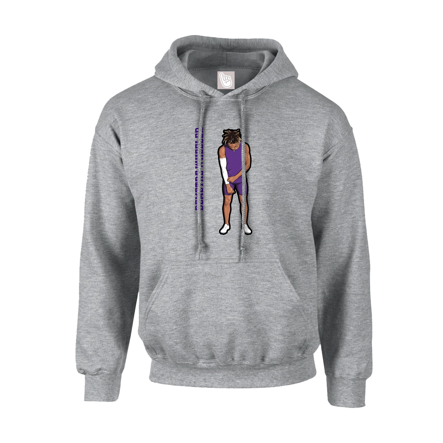 Youth Hoodie — Name Vertical in Grey