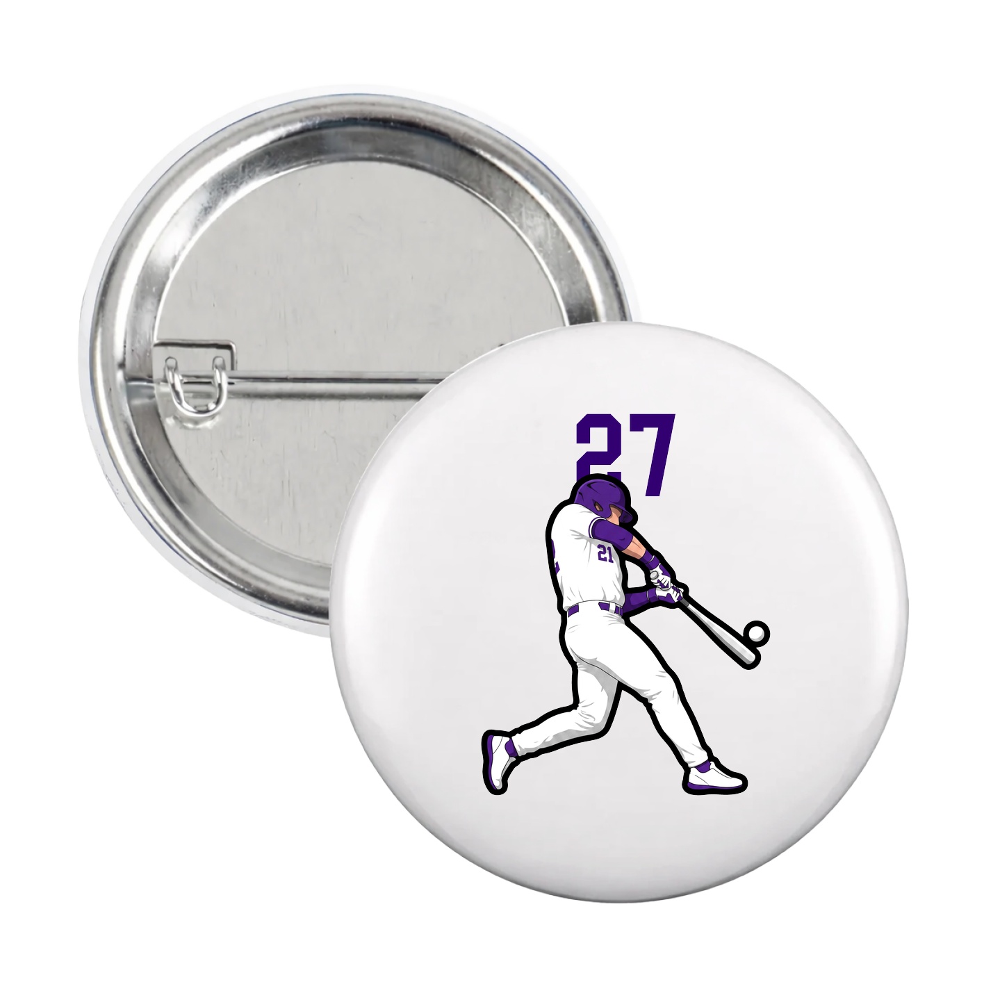 Game Day Button — Number Top in White