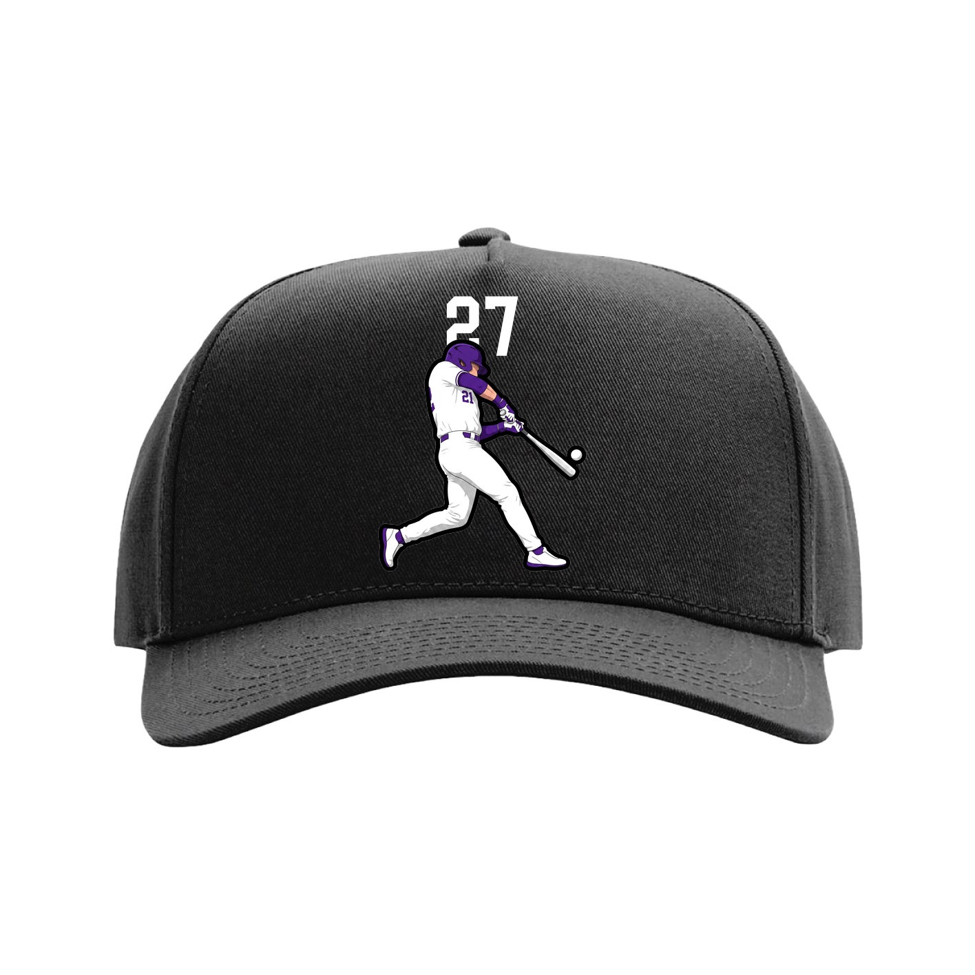 Full Fabric Five-Panel Champ Cap — Number Top in Black