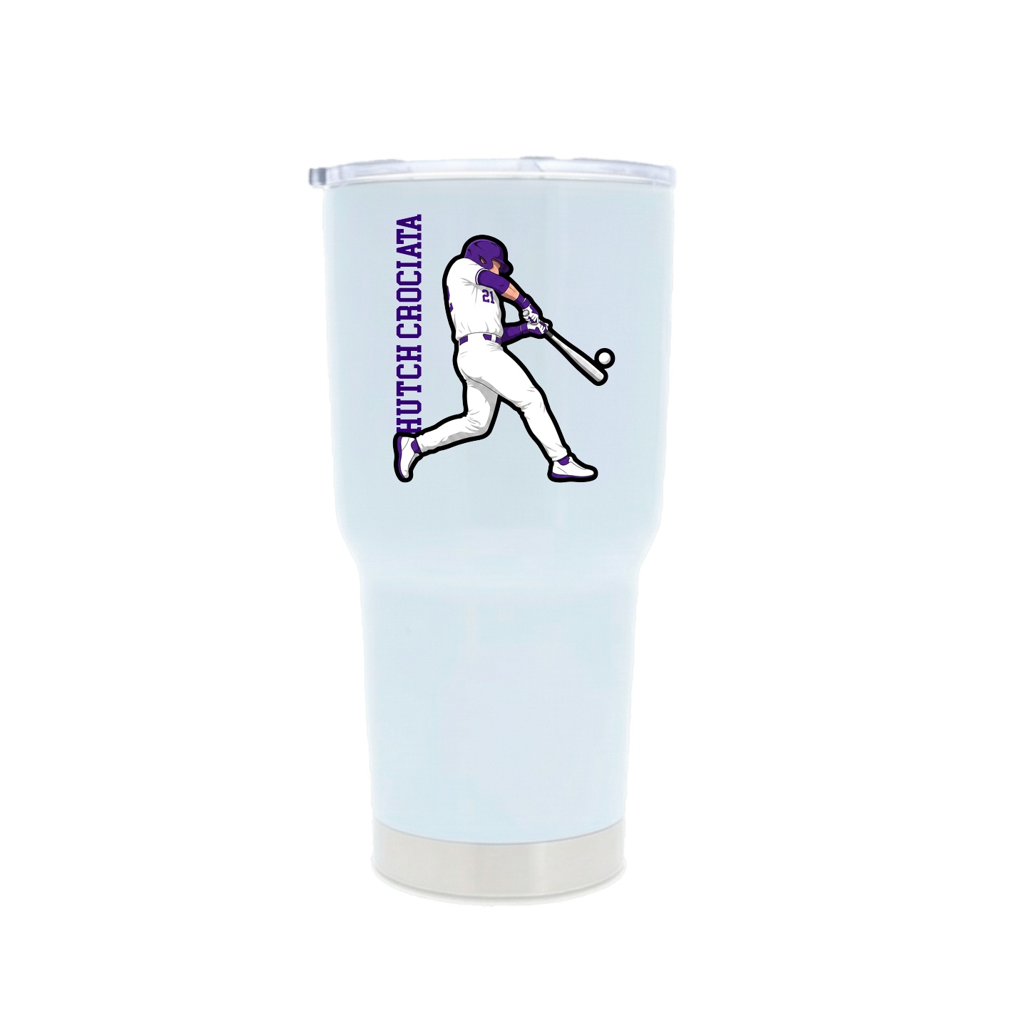 30oz Stainless Steel Tumbler — Name Vertical in White