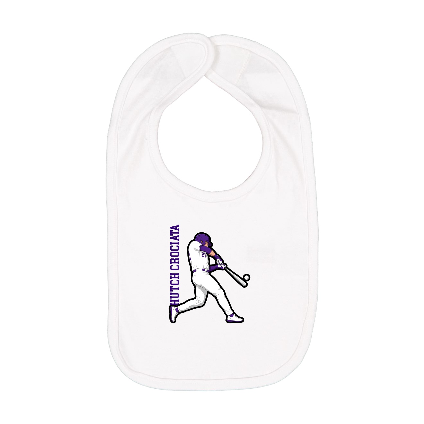 Infant Bib — Name Vertical in White