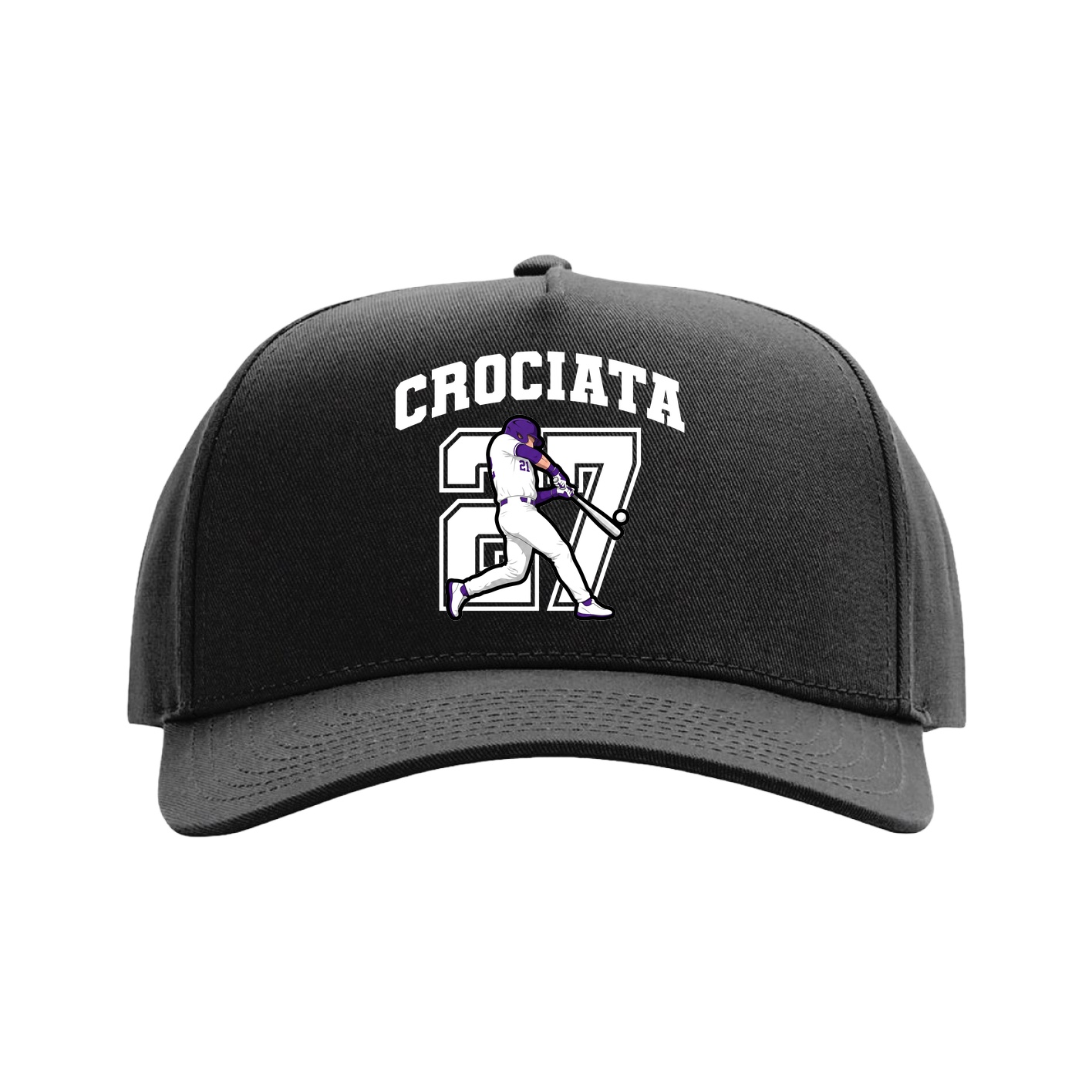 Full Fabric Five-Panel Champ Cap — Number in Black