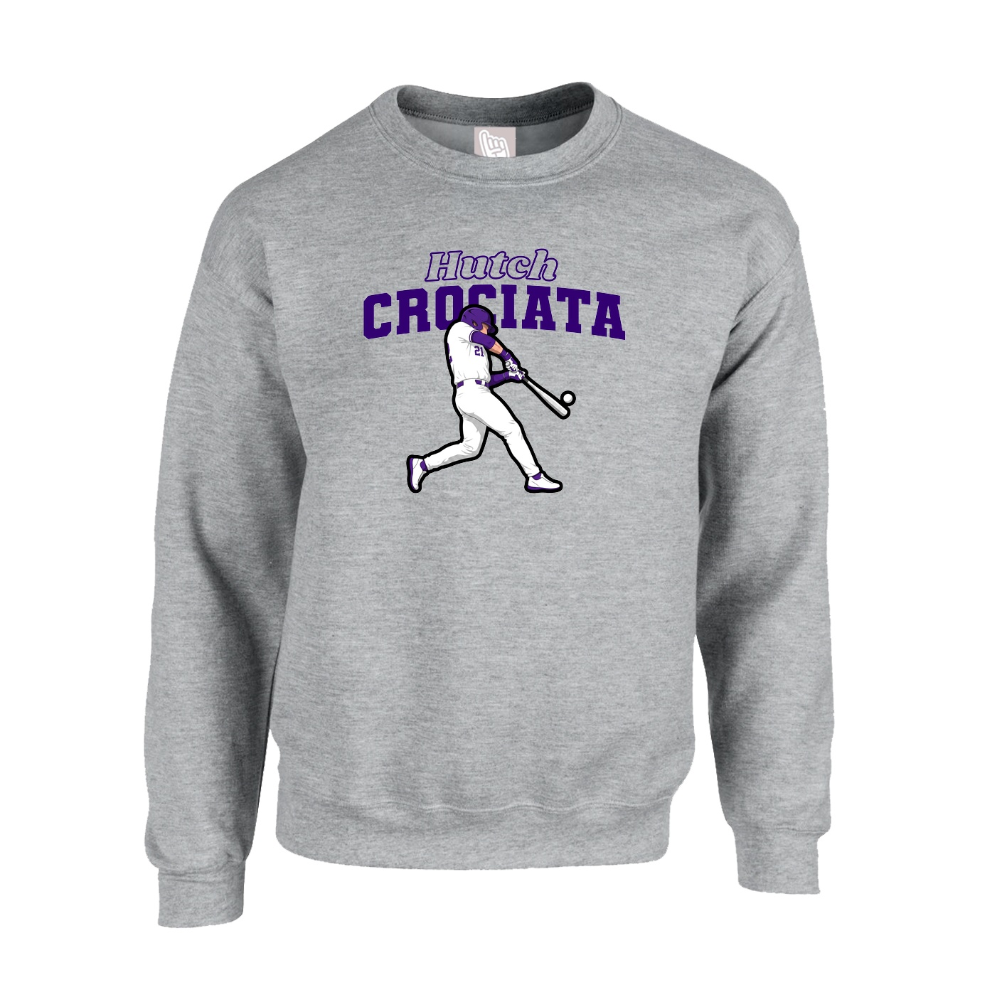 Fleece Crew — Name Arch in Grey